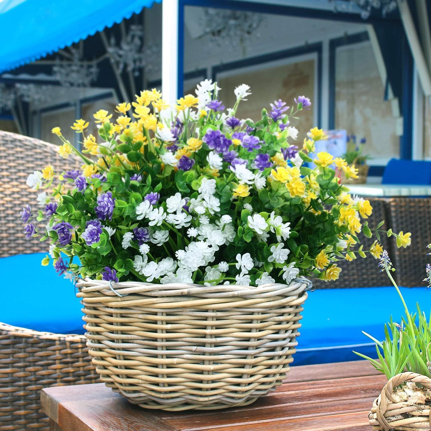 12 Bundles Artificial Flowers Outdoor, UV Resistant Faux Artificial Plants