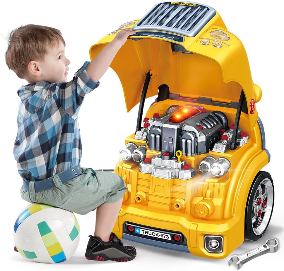 Interactive Truck Engine Toy with Removable Parts - Lights, Sounds