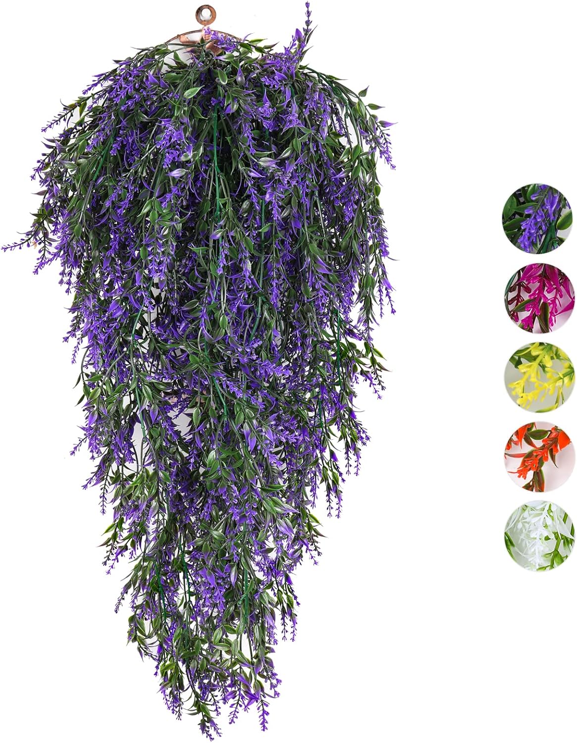 Hanging Plants Artificial Lavender UV Resistant Fake Vines Flowers for Spring Decor (Purple)