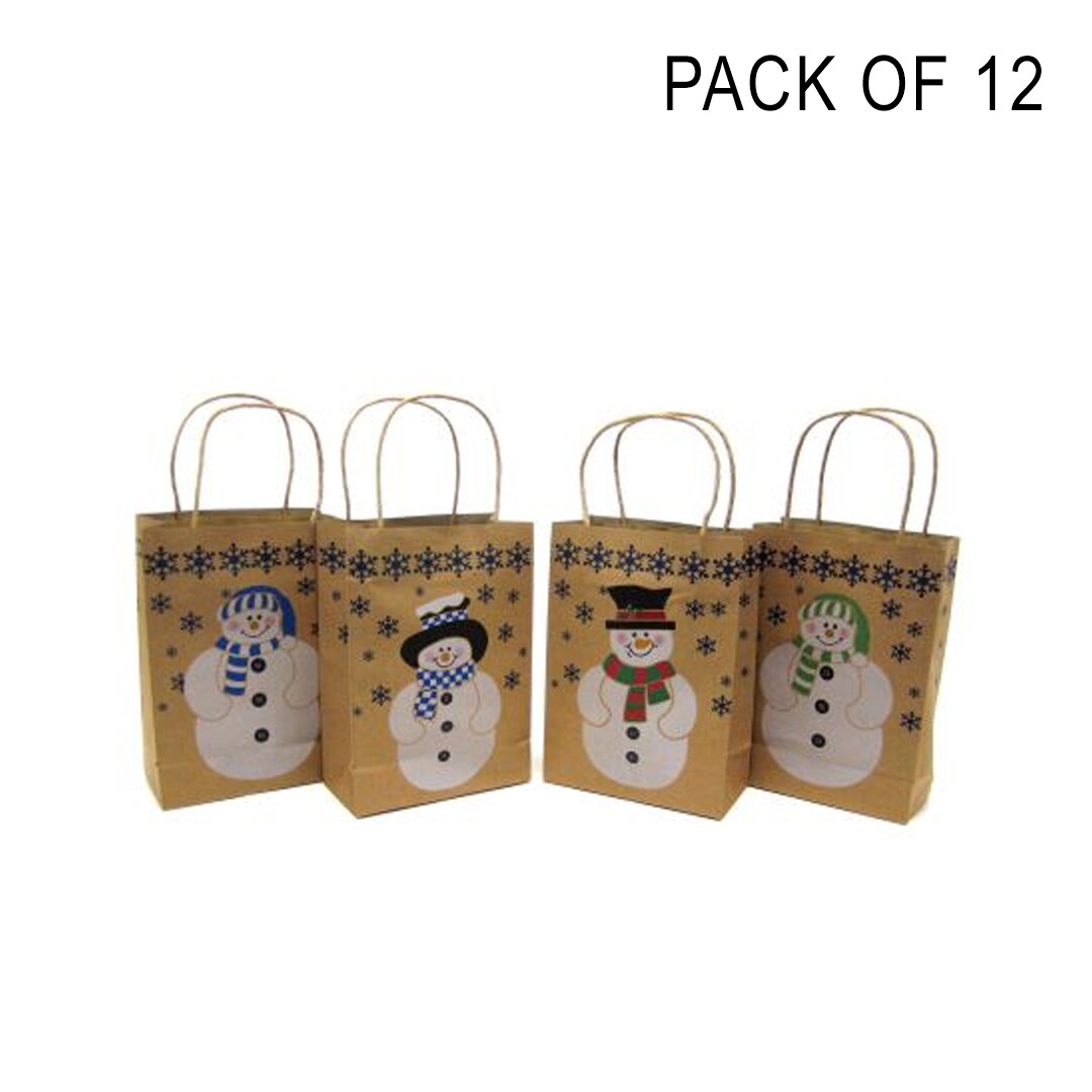 Paper Snowman Gift Bags 9 Inches Tall And 6 1/2 Inches Wide With Handle Charming Snowman Gift Bags | RAHEEV®