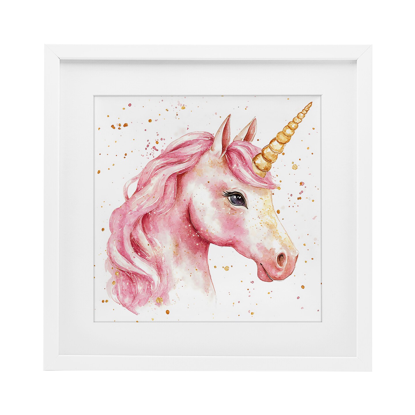 Stupell Industries Pink Unicorn with Paint Splatter Framed Print Under Glass, design by Creative Studio