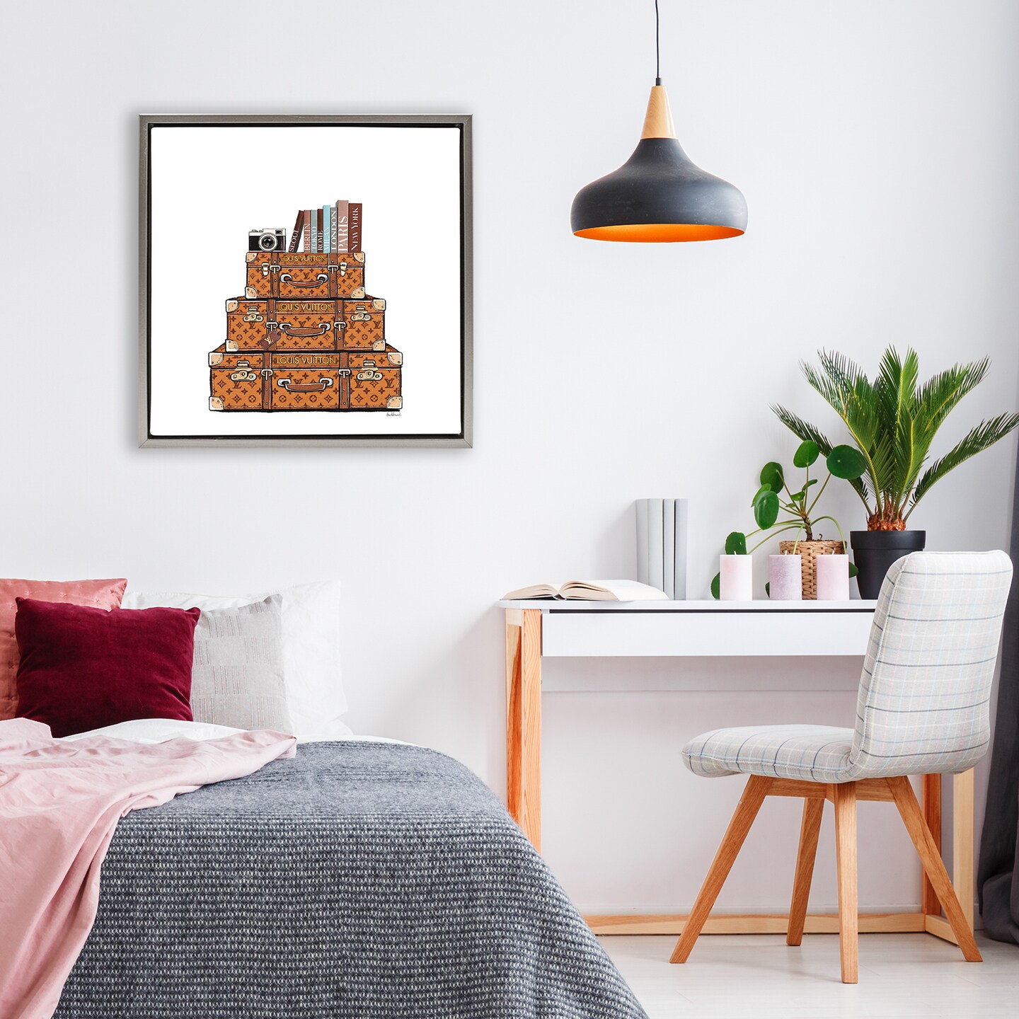 Stupell Industries Vintage Glam Luggage Stack Floating Frame, design by Amanda Greenwood