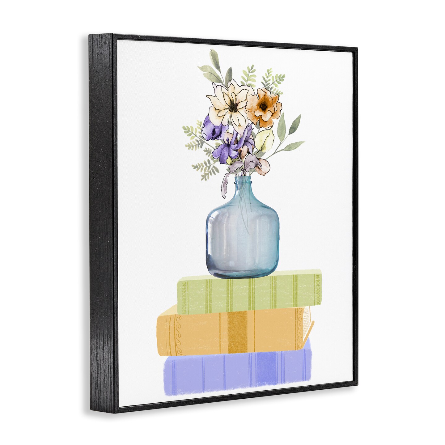 Stupell Industries Flowers Vase On Books Framed Giclee, design by Marcus Prime