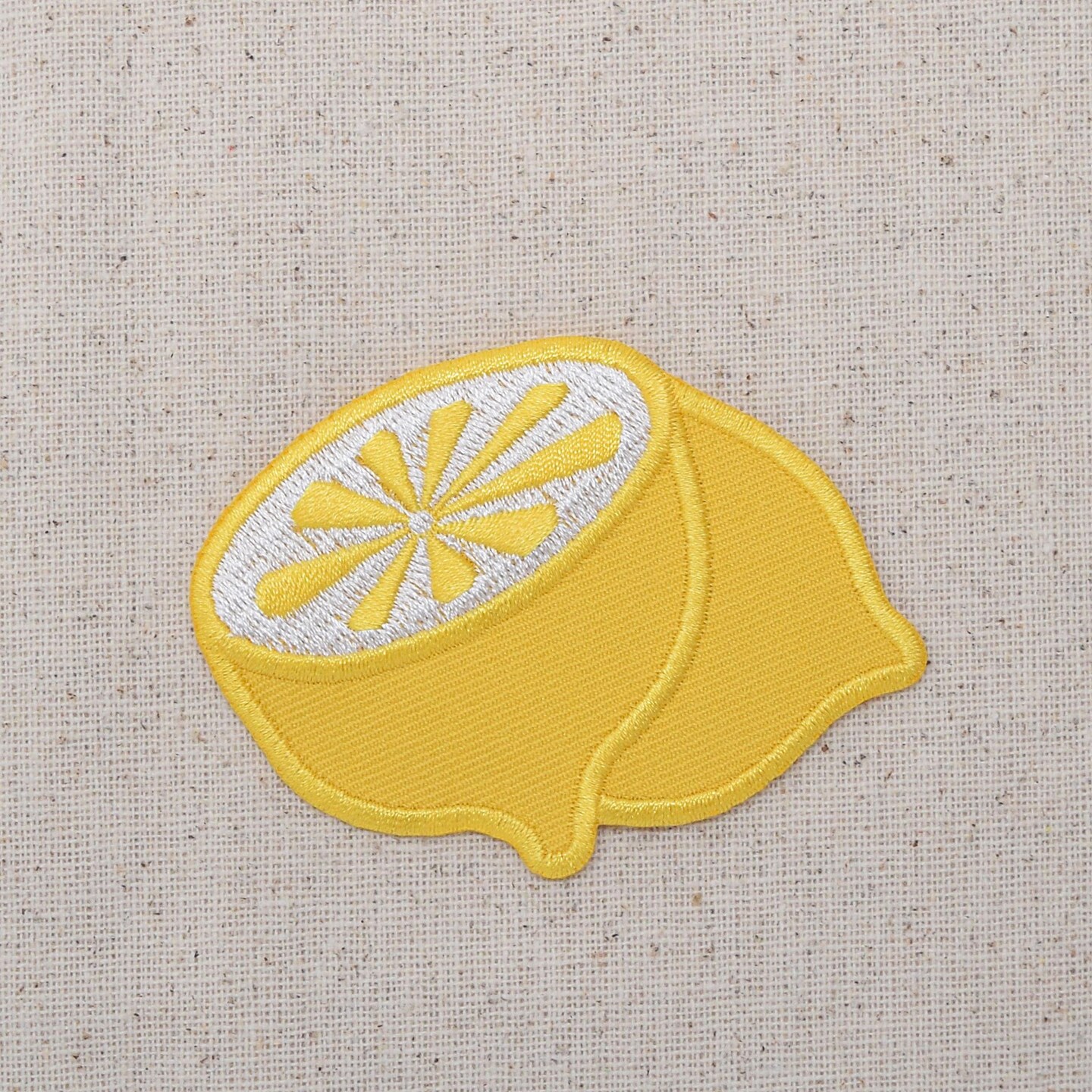 3 inch Yellow Lemon Half, Food, Fruit, Embroidered, Iron on Patch
