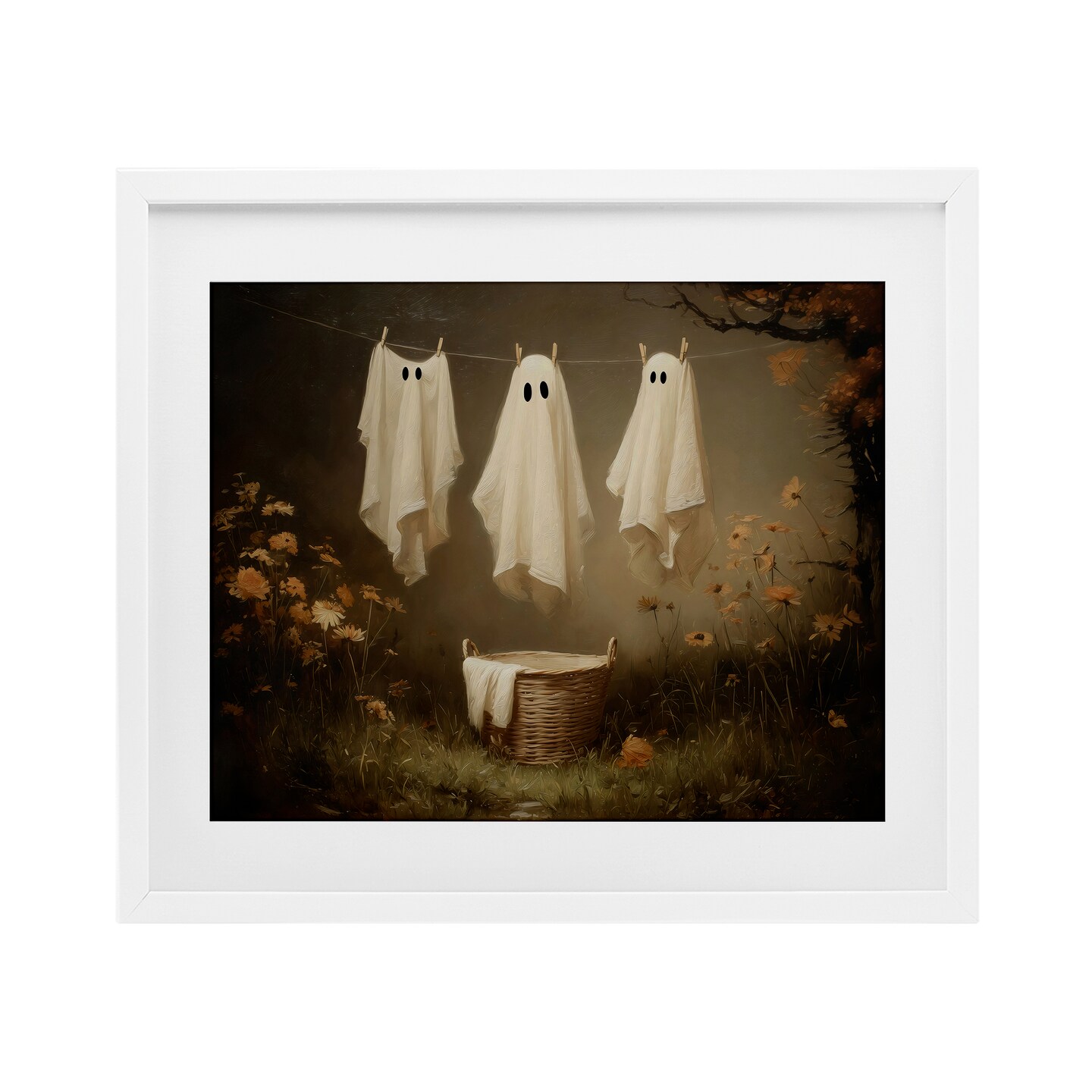Stupell Industries Three Laundry Ghosts Hanging Framed Print Under Glass, design by Arlington Prints