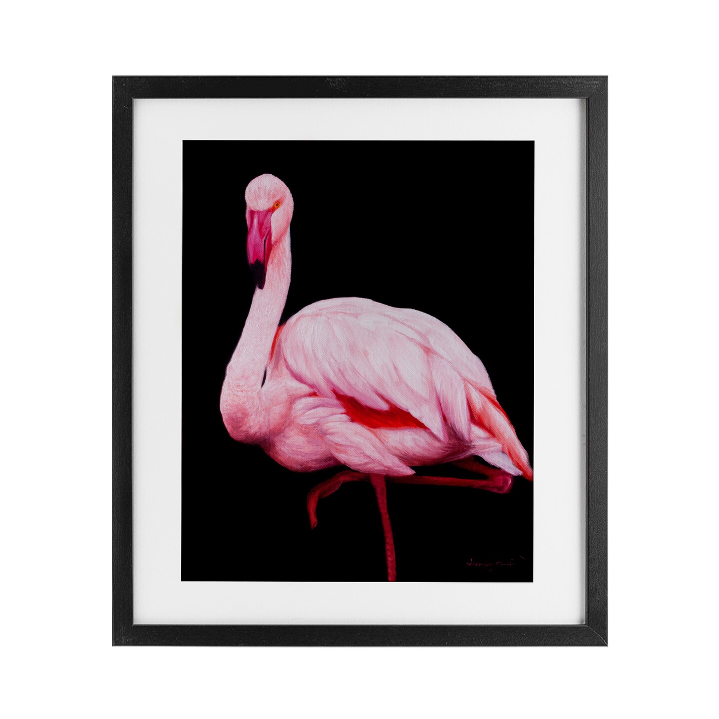 Stupell Industries Contrasting Flamingo on Black Framed Print Under Glass, design by James Corwin