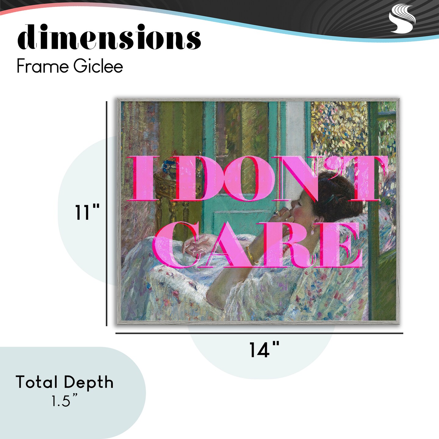 Stupell Industries I Don't Care over Classic Painting Framed Giclee, design by Lil' Rue