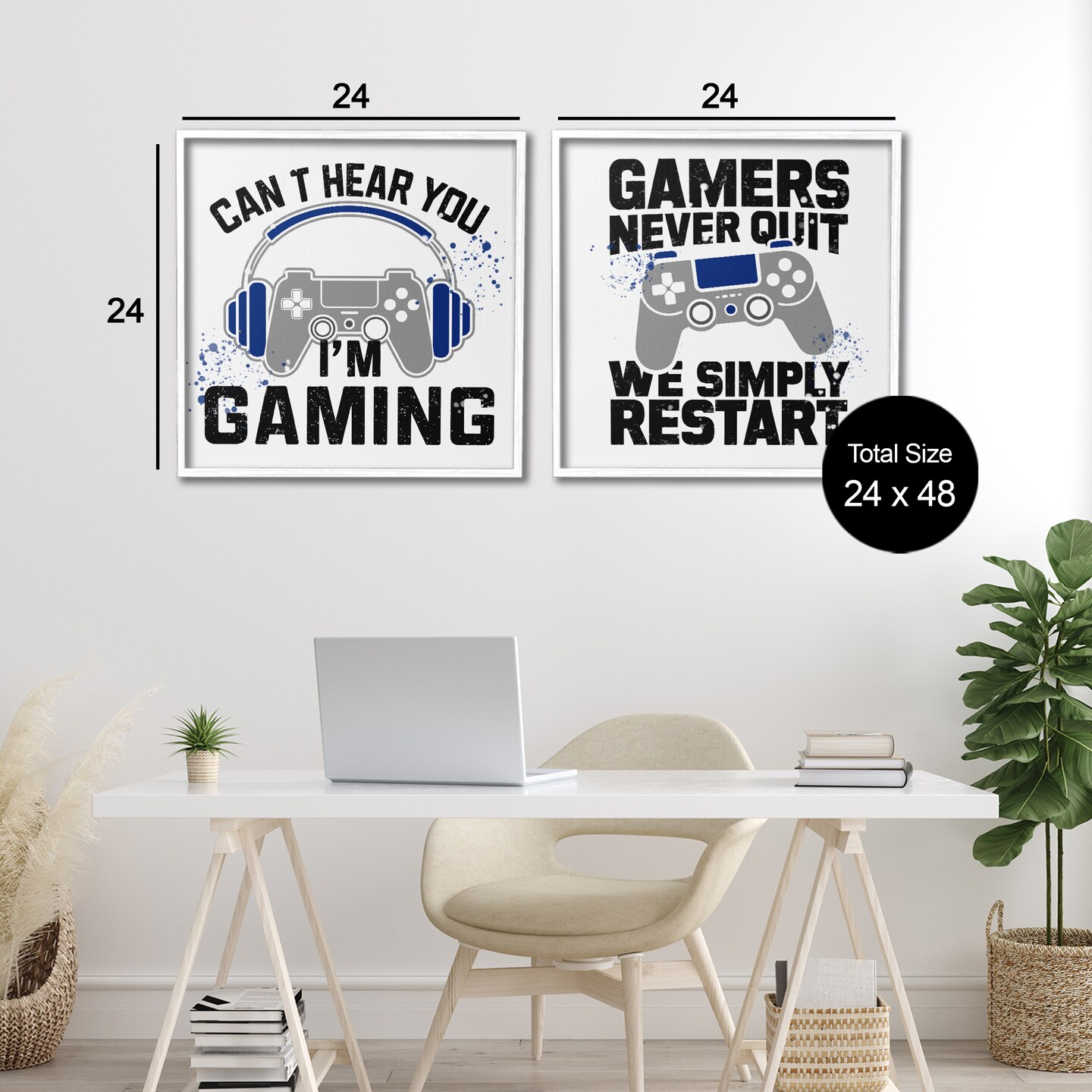 Stupell Industries Gamer Culture Phrases 2pc Framed Giclee Set, design by Kim Allen