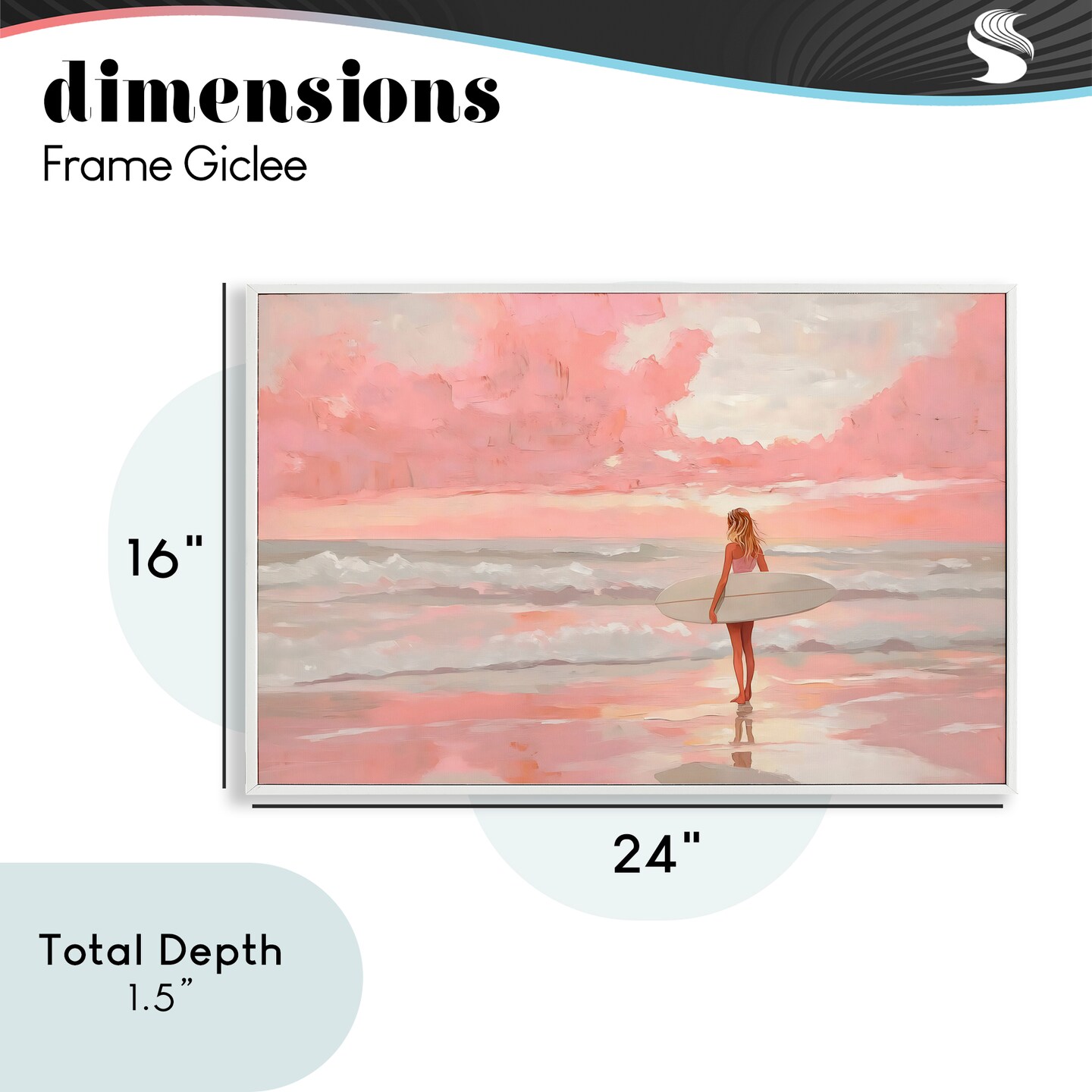 Stupell Industries Pink Sky Surfer Framed Giclee, design by LSR Design Studio