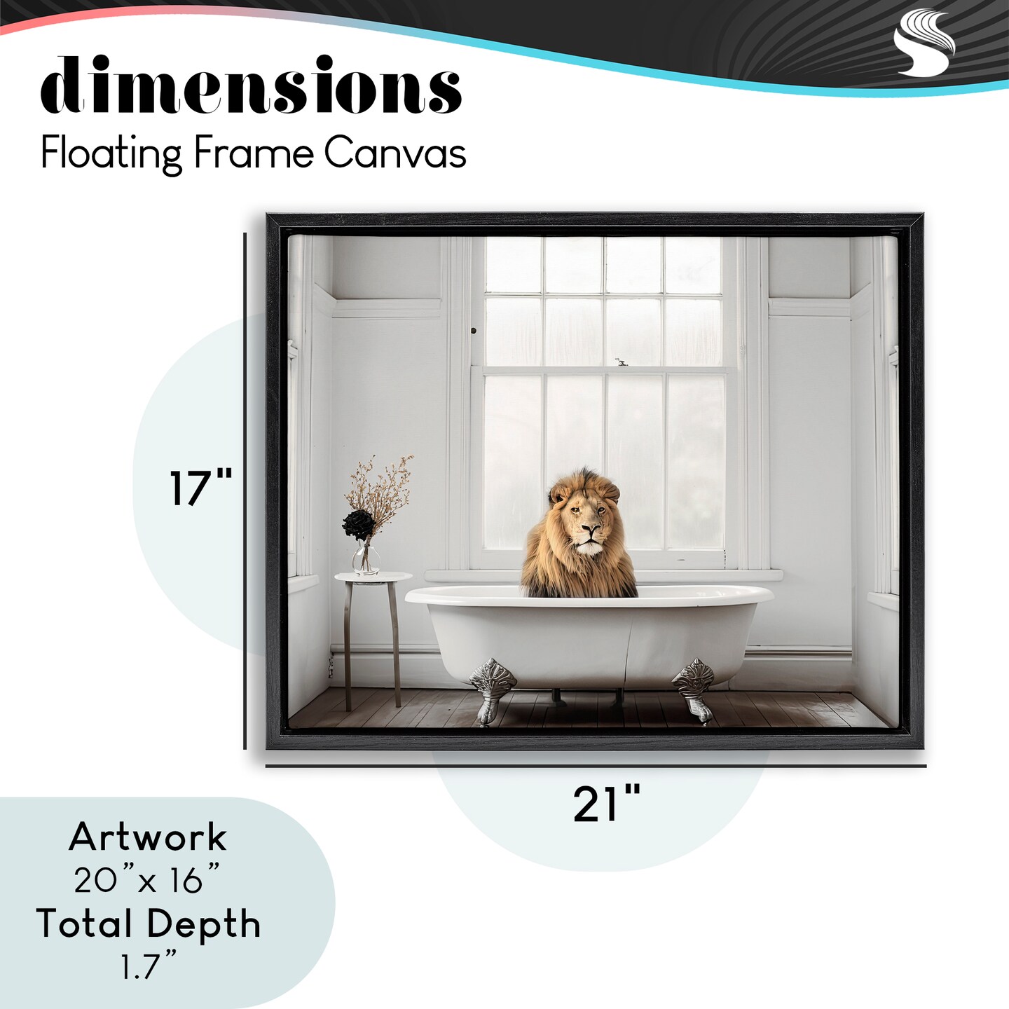 Stupell Industries Minimalist Lion Bathtime Floating Frame, design by Sasha