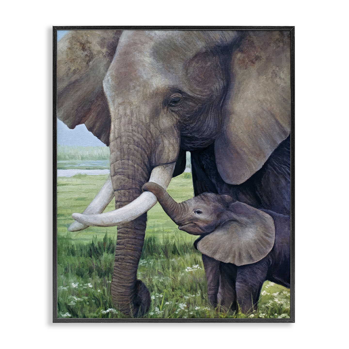 Stupell Industries Baby Elephant And Mother Framed Giclee, design by James Corwin