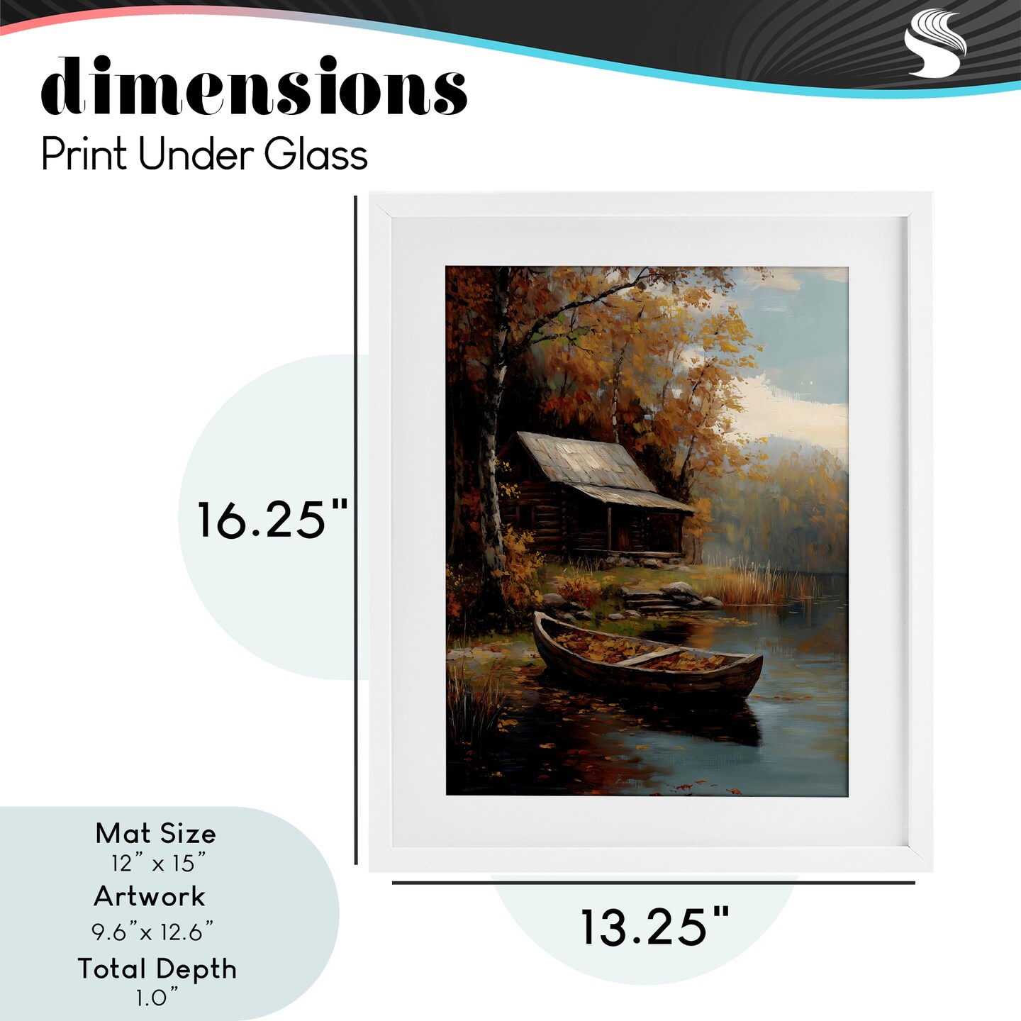 Stupell Industries Autumn Cabin Canoe with Leaves Framed Print Under Glass, design by Arlington Prints