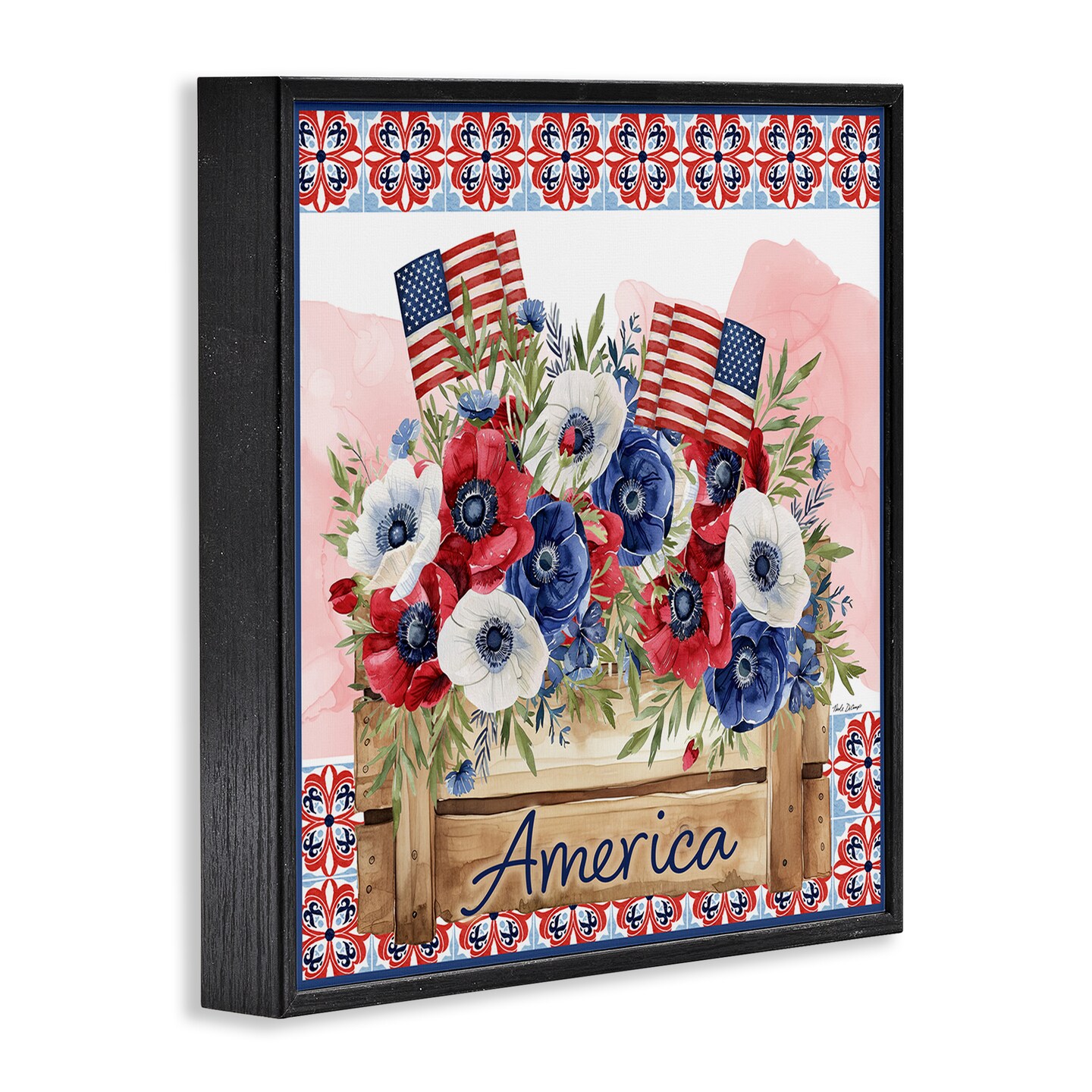 Stupell Industries Patriotic Poppies Bouquet Framed Giclee, design by Nicole DeCamp