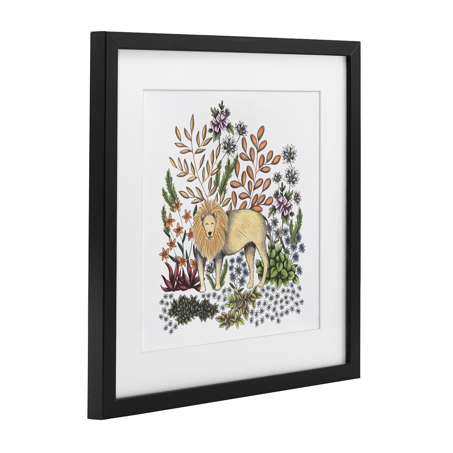 Stupell Industries Jungle Wildlife Lion Framed Print Under Glass, design by Cecilia Battaini
