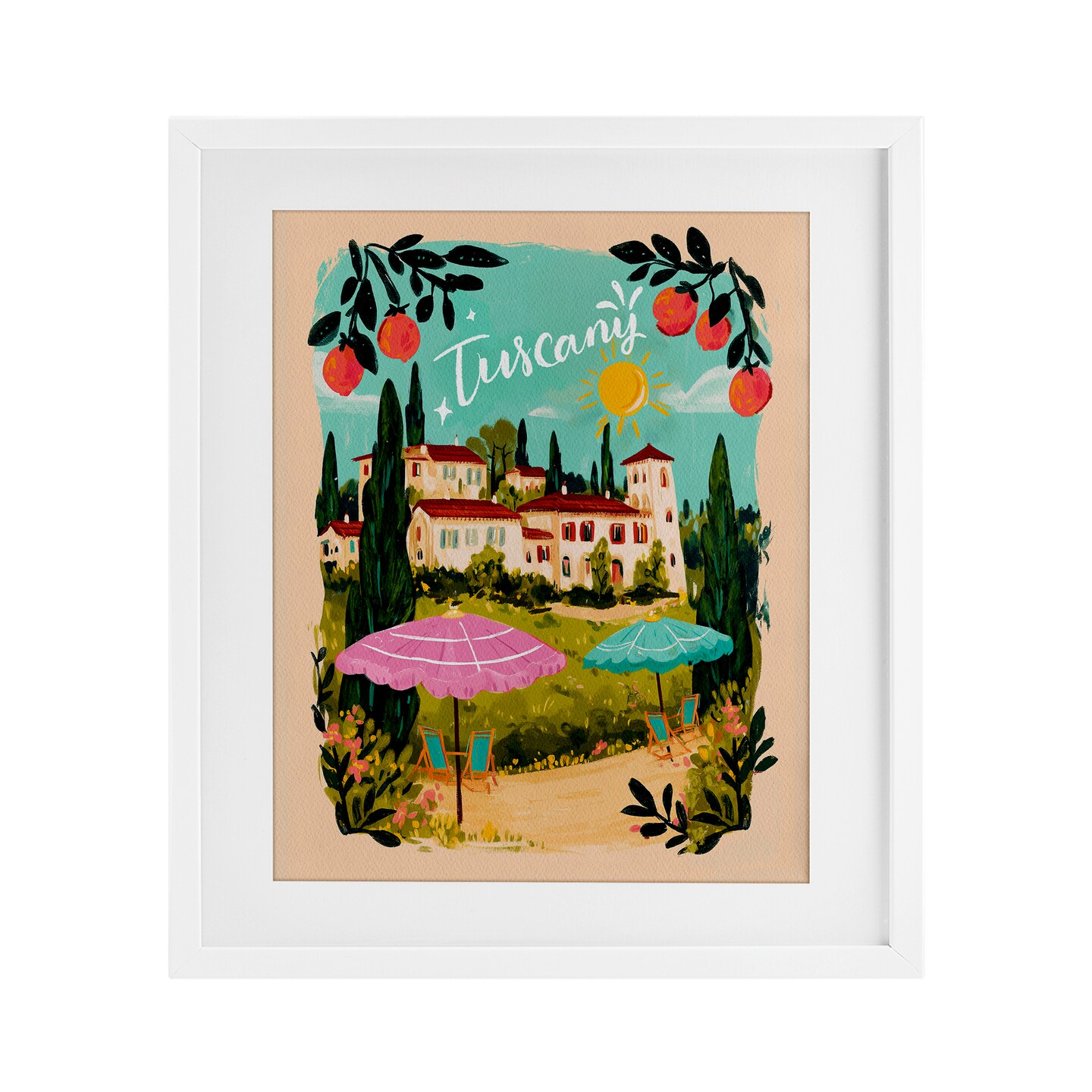 Stupell Industries Fruit Bordered Tuscany Framed Print Under Glass, design by Yen