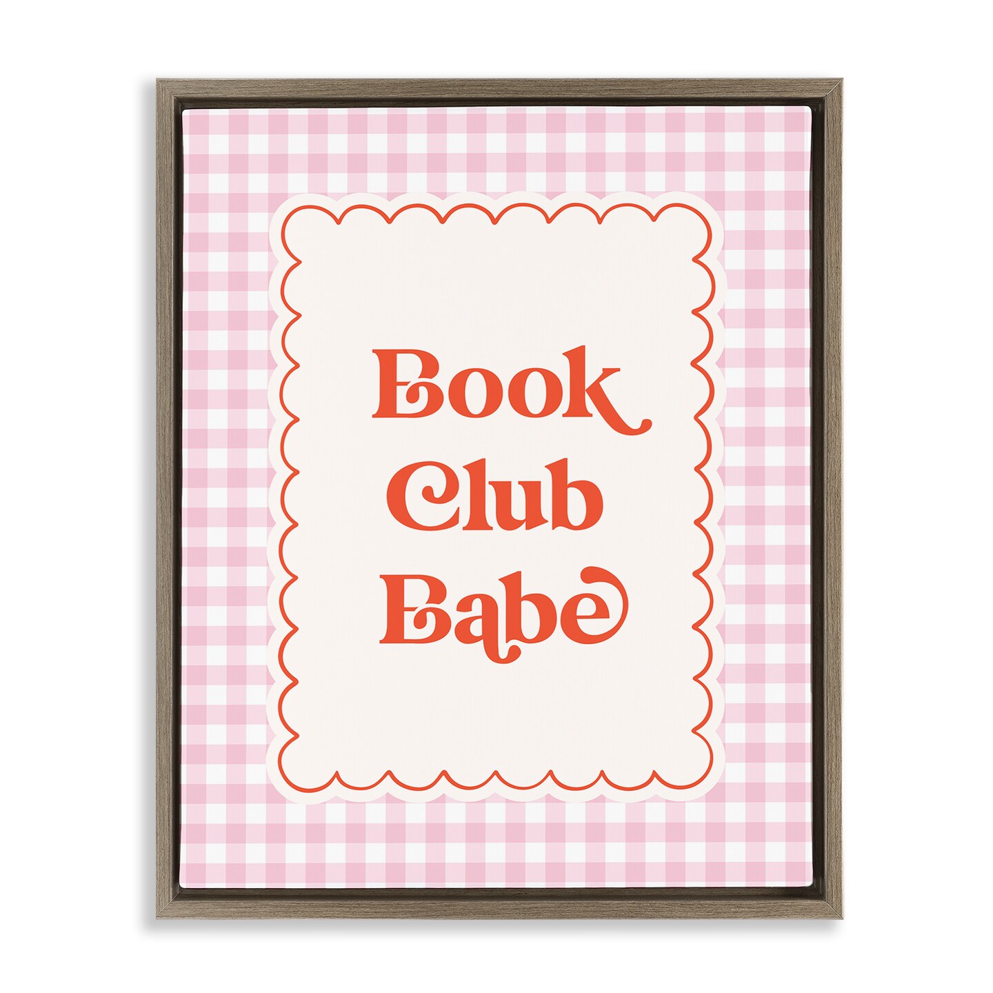 Stupell Industries Book Club Babe Gingham Floating Frame, design by Nadia Hassan