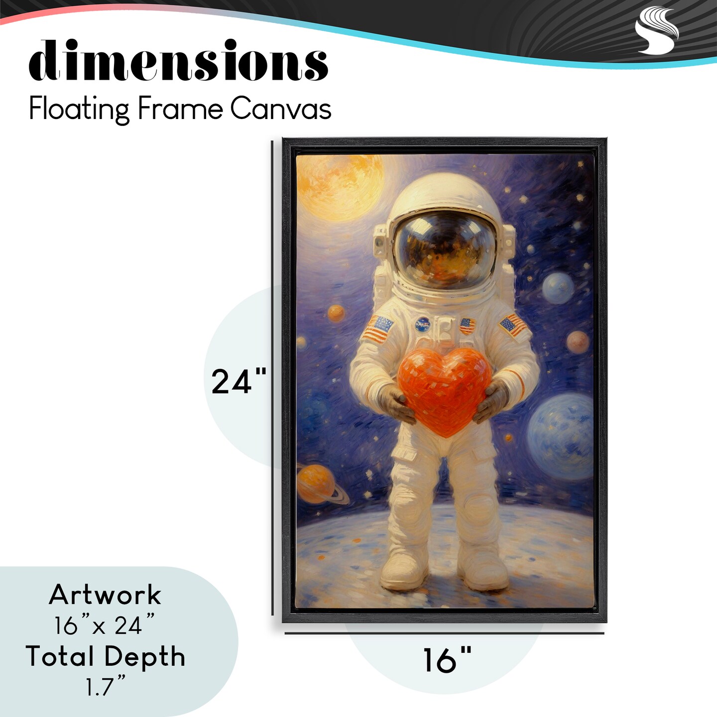 Stupell Industries Astronaut Holding Heart Floating Frame, design by Angie Hawke