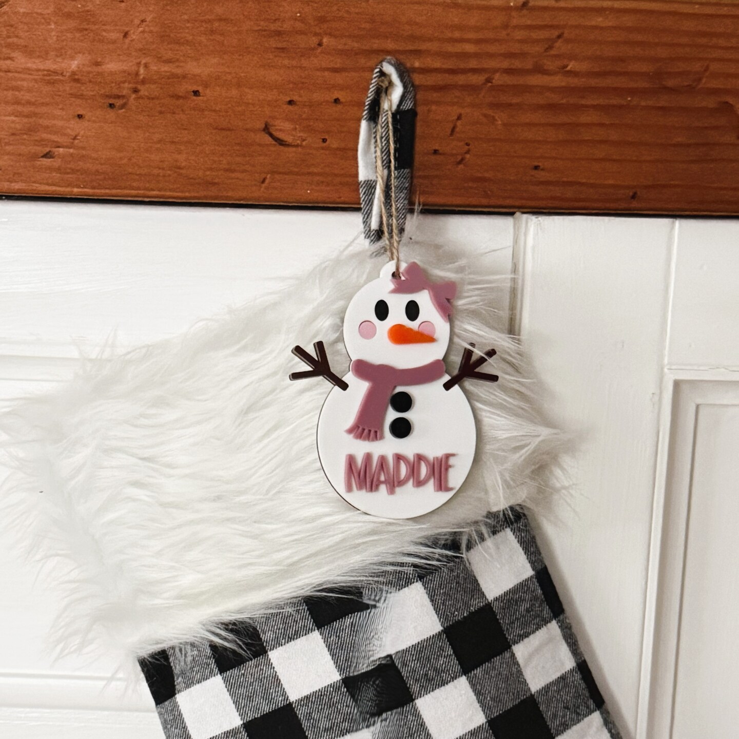 thumbnail image 2 of Precious Moments Snowman Personalized Wood Christmas Ornament 2 of 9