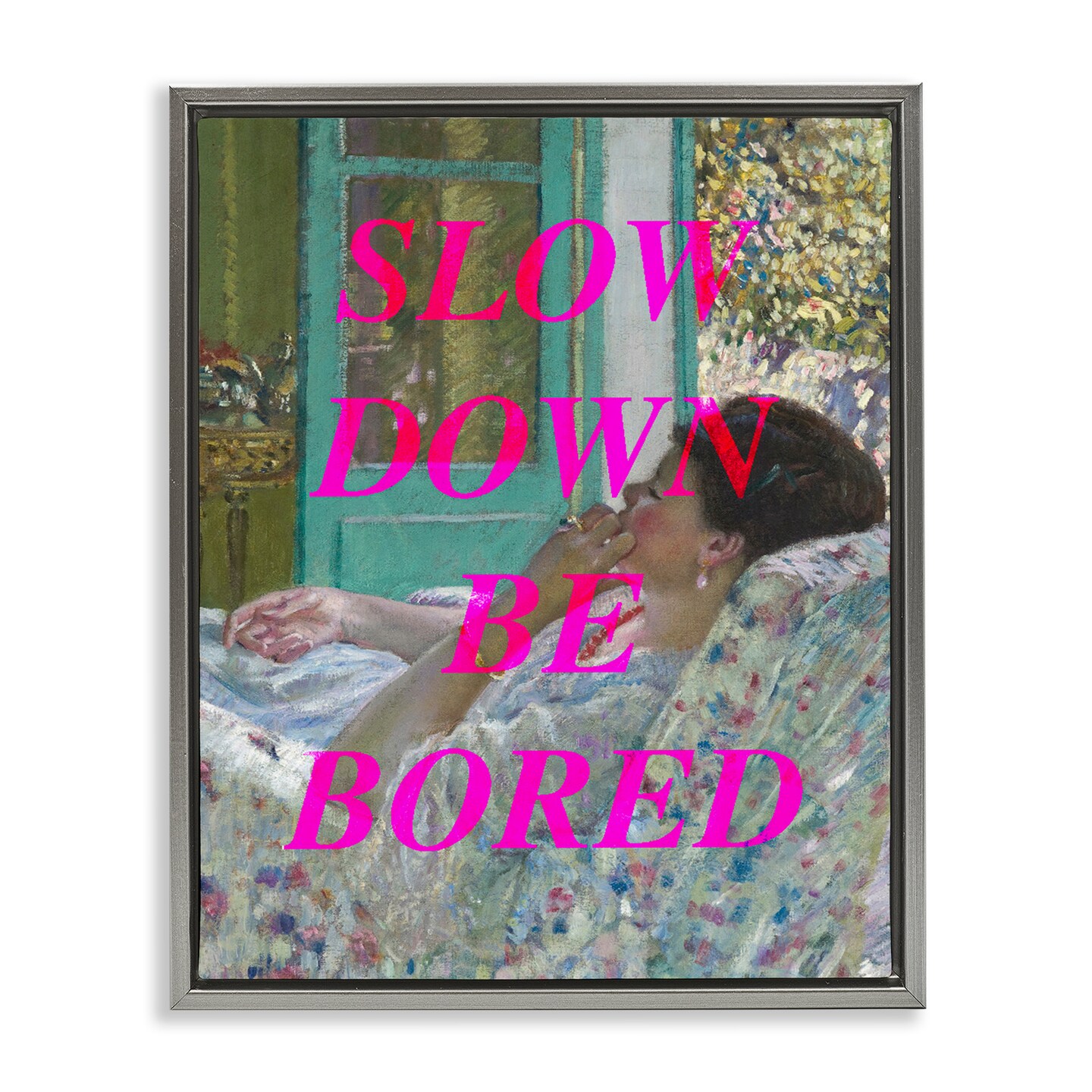 Stupell Industries Slow Down Be Bored Classic Floating Frame, design by Lil' Rue
