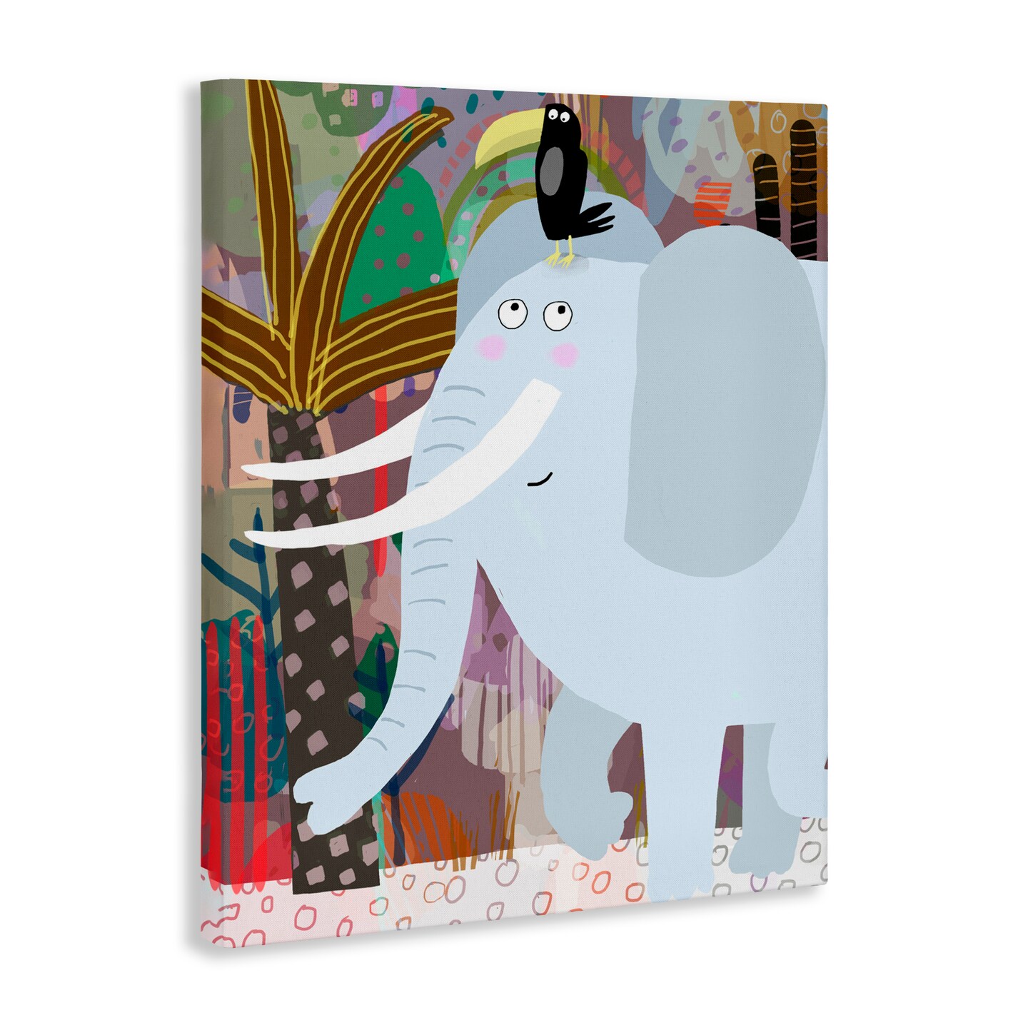 Stupell Industries Elephant & Toucan in Jungle Canvas, design by Carla Daly