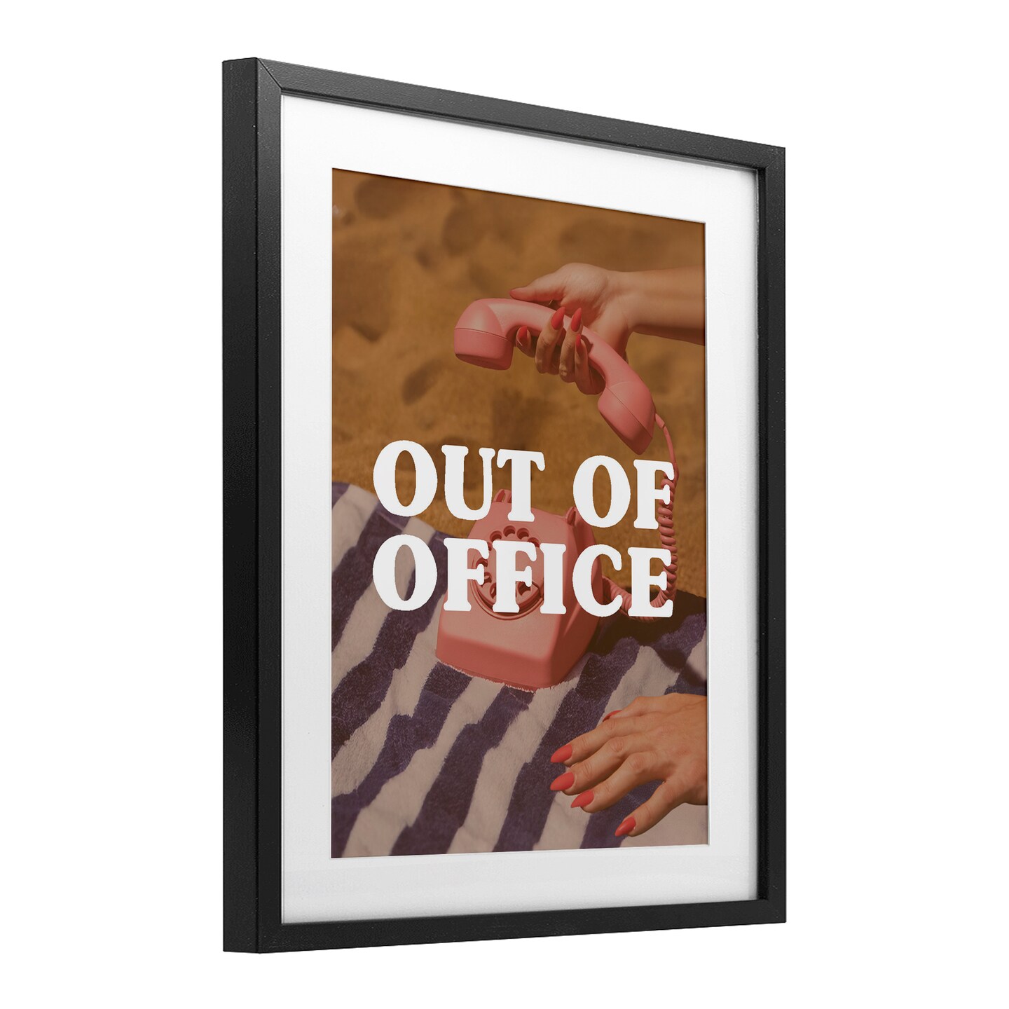 Stupell Industries Out of Office Pink Phone Framed Print Under Glass, design by Lil' Rue