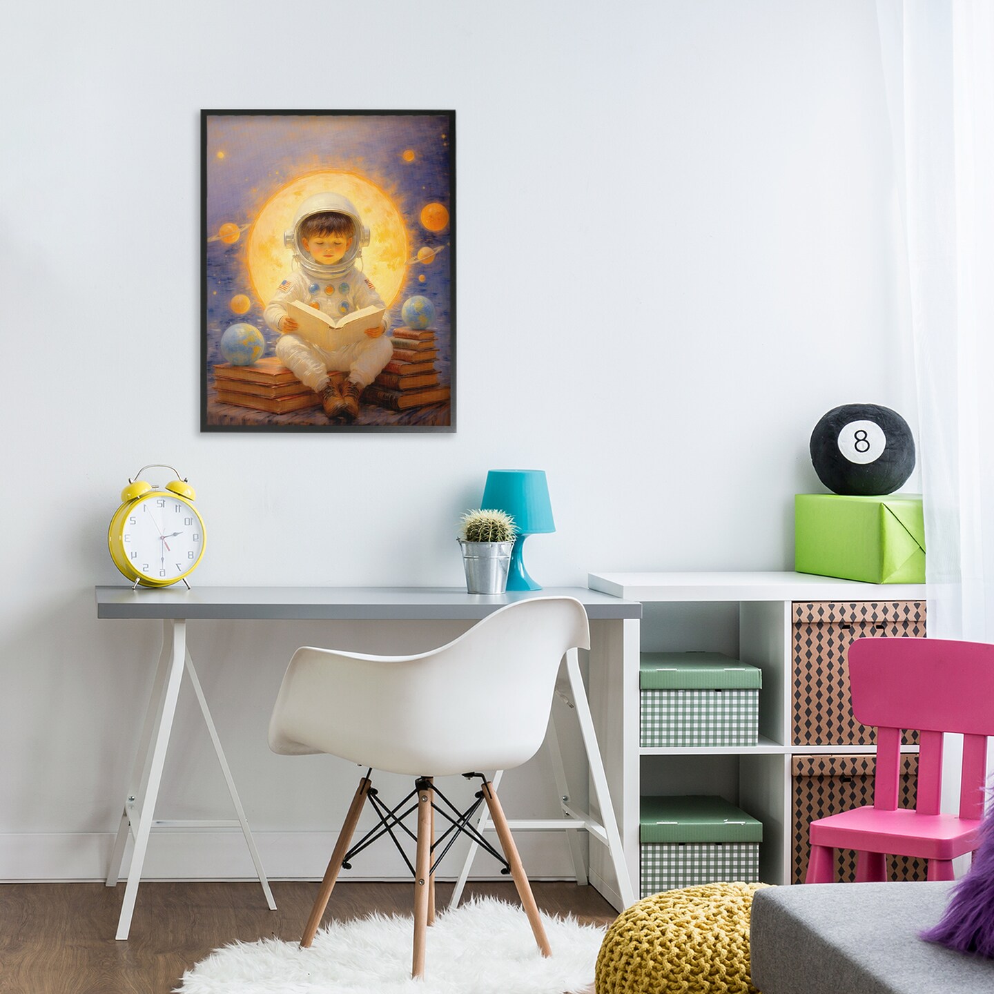 Stupell Industries Astronaut Child Learning Framed Giclee, design by Angie Hawke