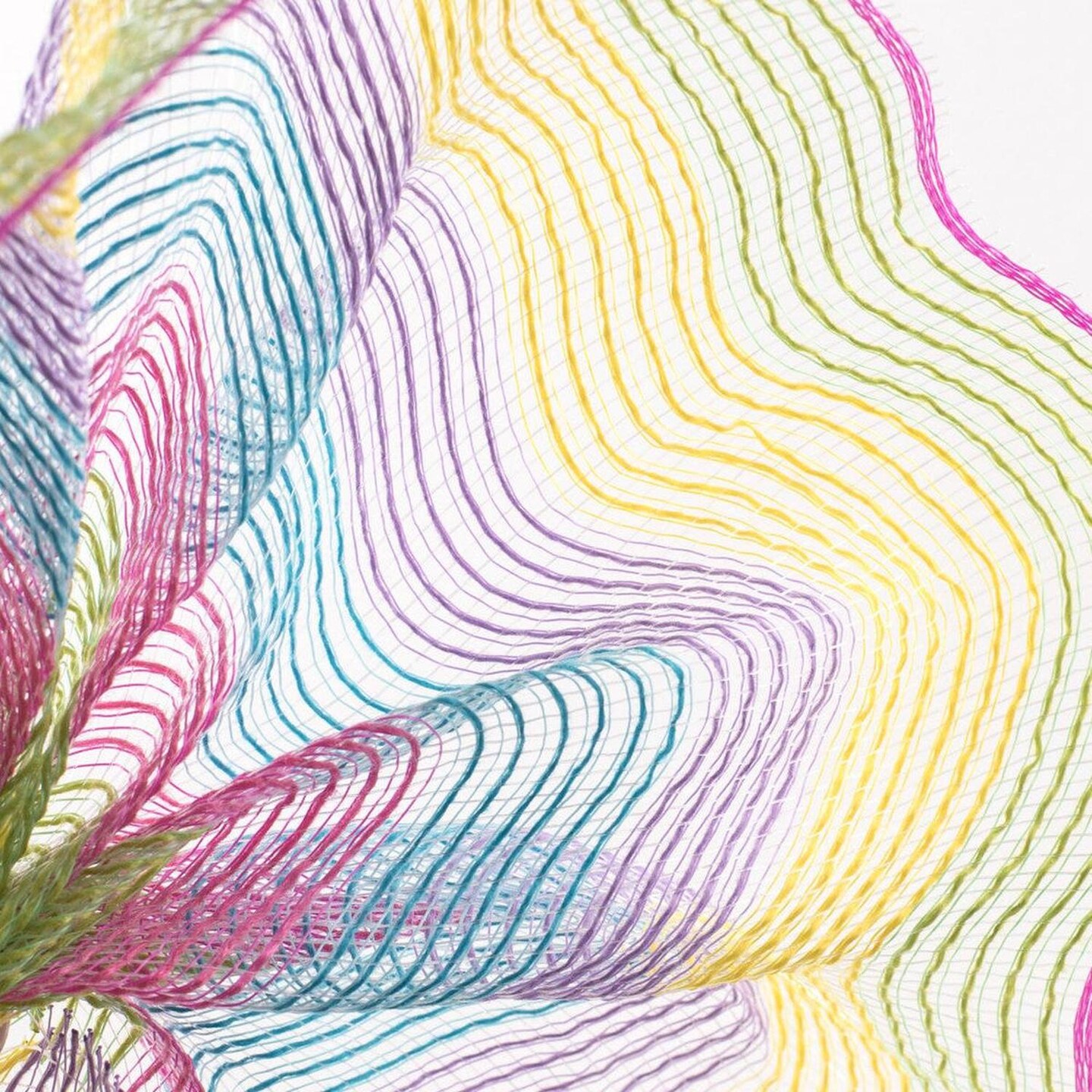 10.25" Faux Jute Small Stripe Mesh Ribbon: Hot Pink, Lavender, Green, Yellow, Turquoise (10 Yards)