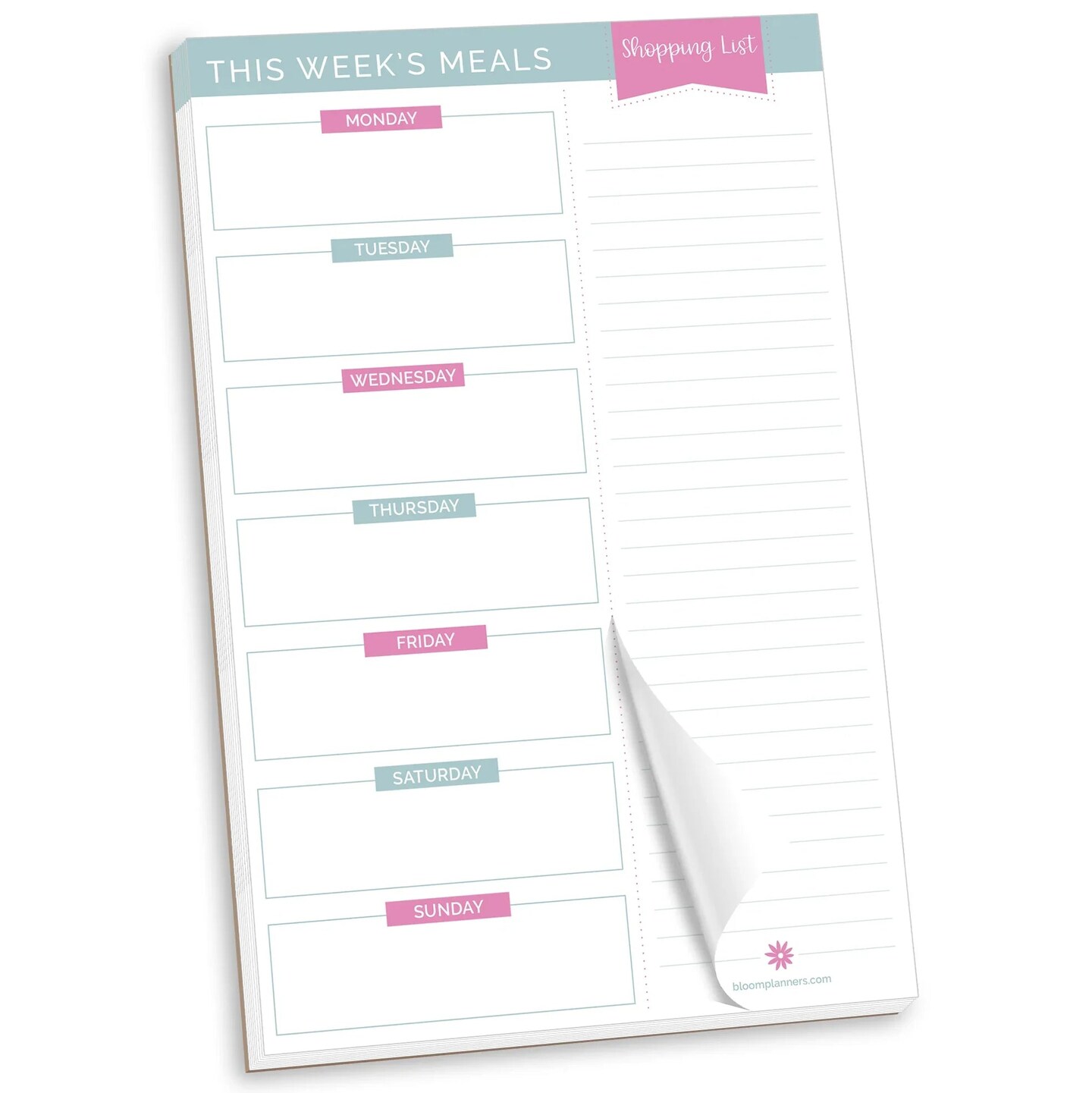 bloom daily planners Planning Pad, 6" x 9", Meal Planning Pad with Magnets, Pink & Teal