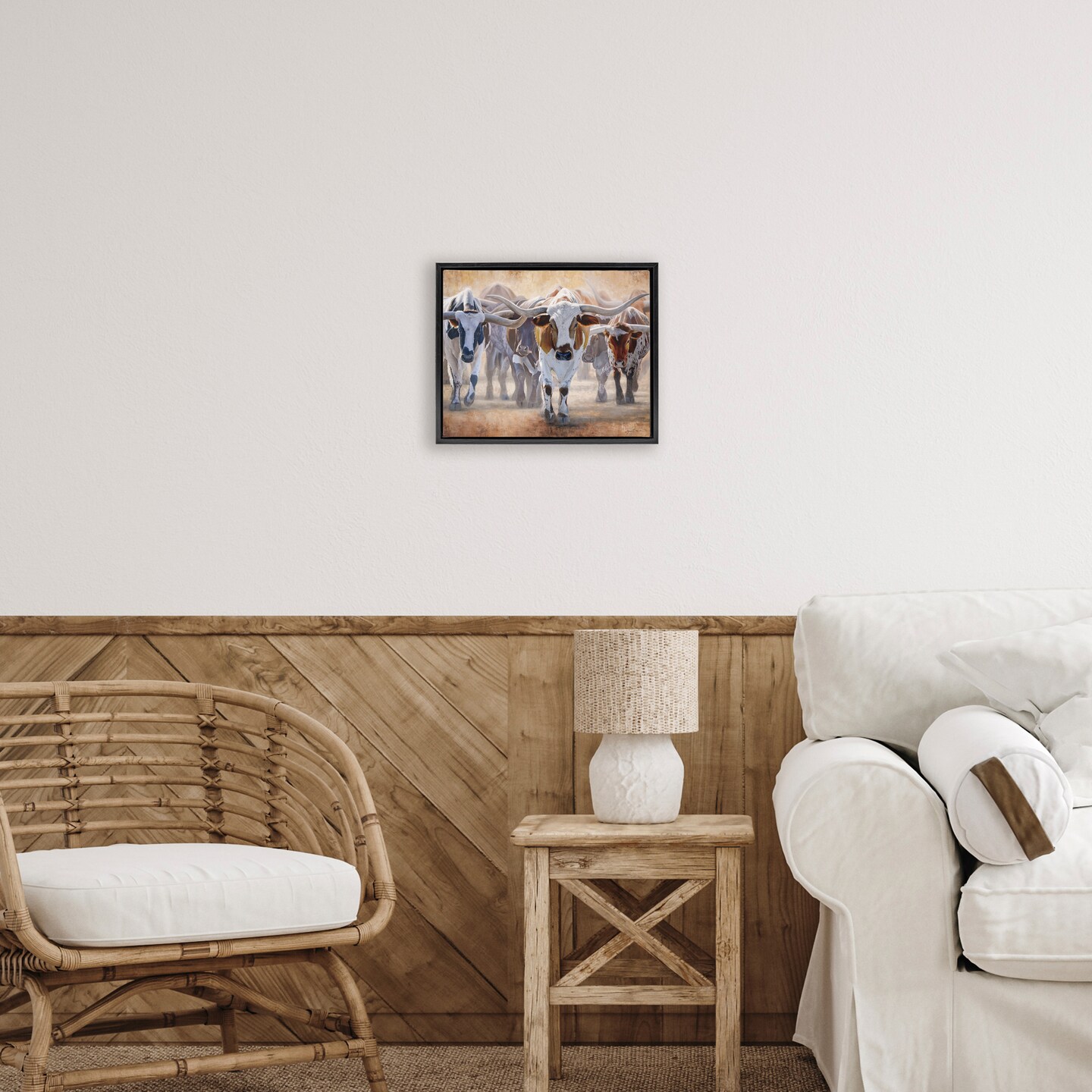 Stupell Industries Trotting Longhorn Cattle Floating Frame, design by James Corwin