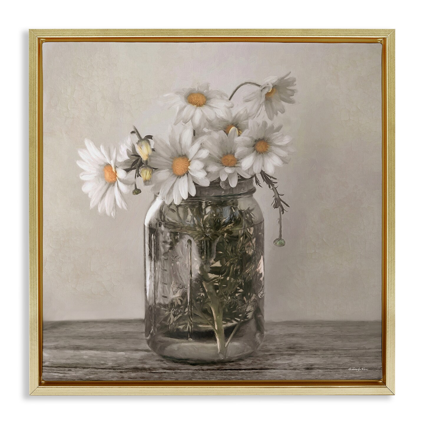 Stupell Industries Joy In A Jar Daisies Floating Frame, design by Robin-Lee Viera