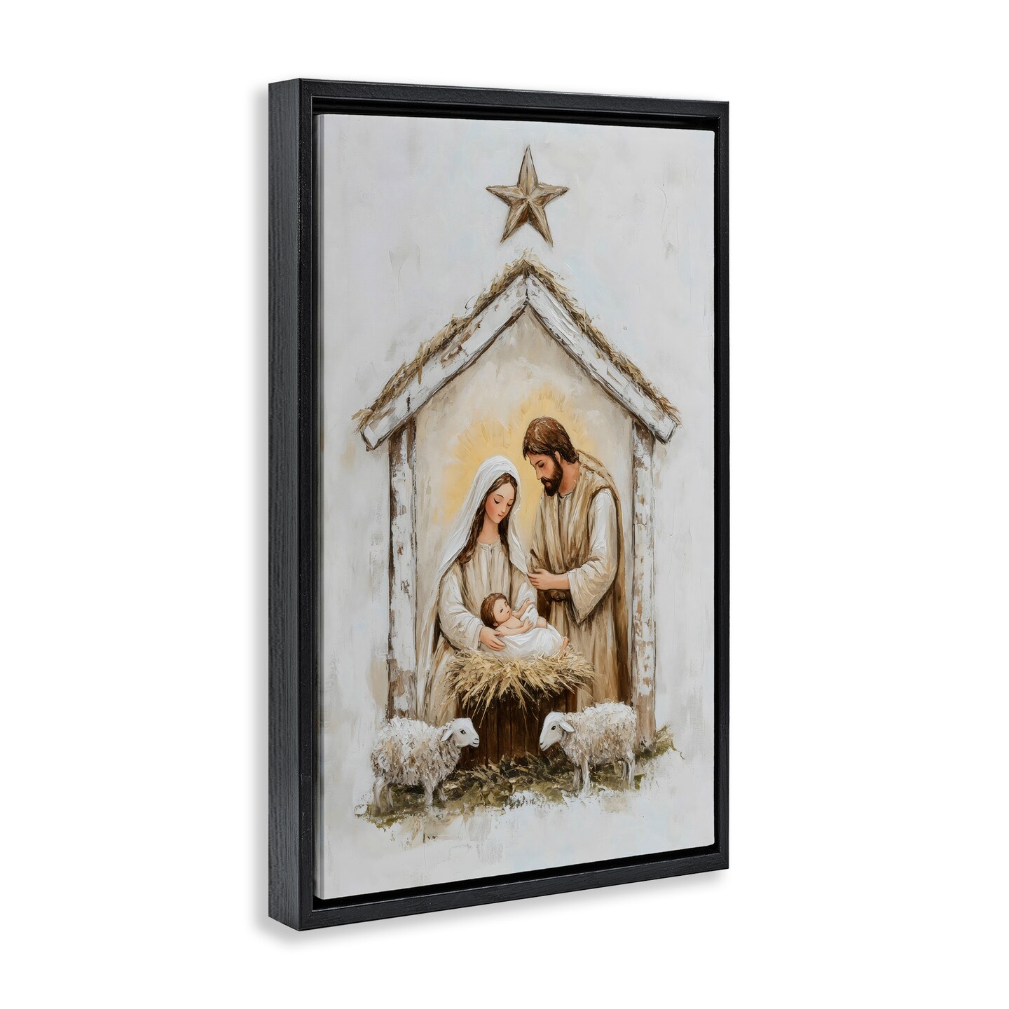 Stupell Industries Little Lambs & Nativity Floating Frame, design by Petal Prints Design