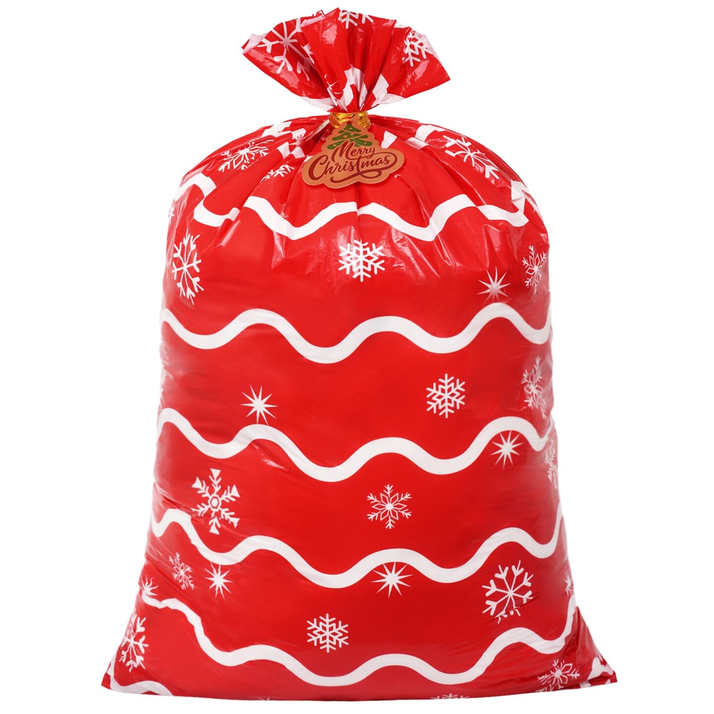 5 Large Christmas Drawstring Gift Bags – Reusable Plastic Sacks For Presents, M-XL Holiday Party Pouches
