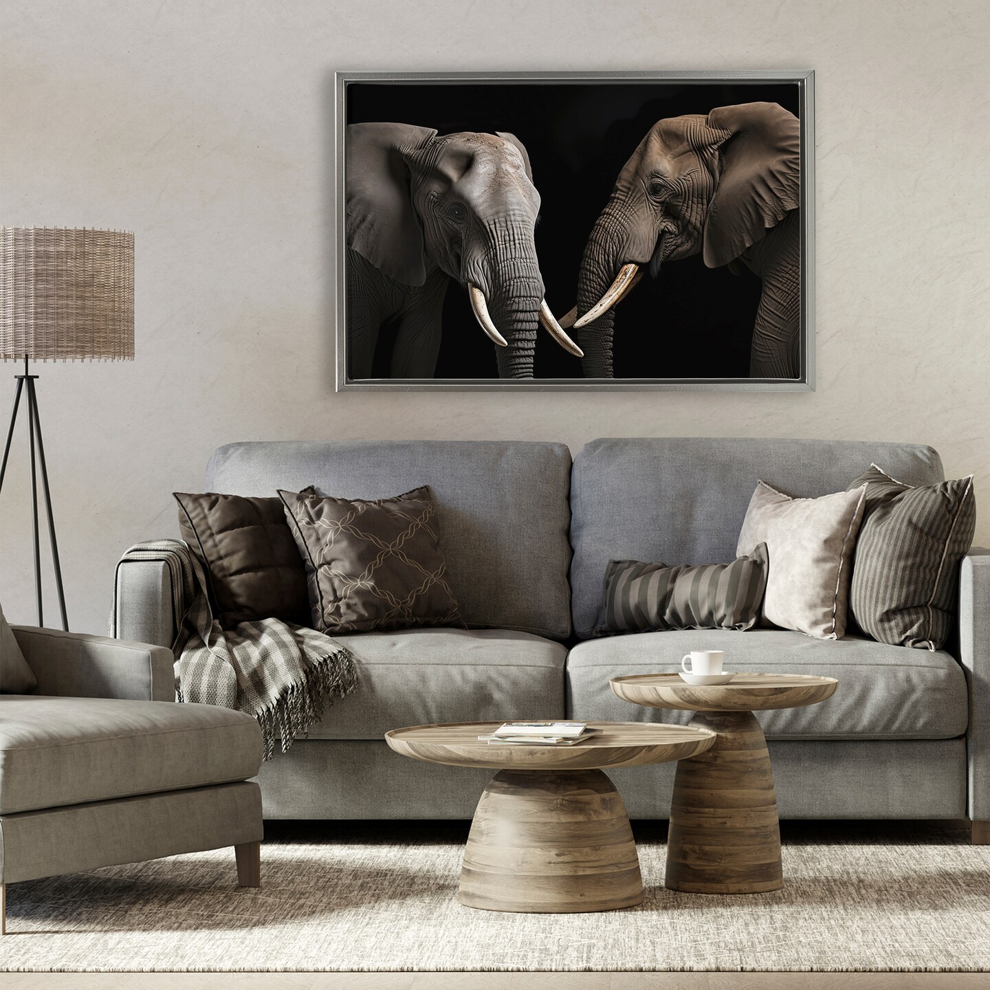 Stupell Industries Pachyderm Elephant Pair Floating Frame, design by Decent Exposures