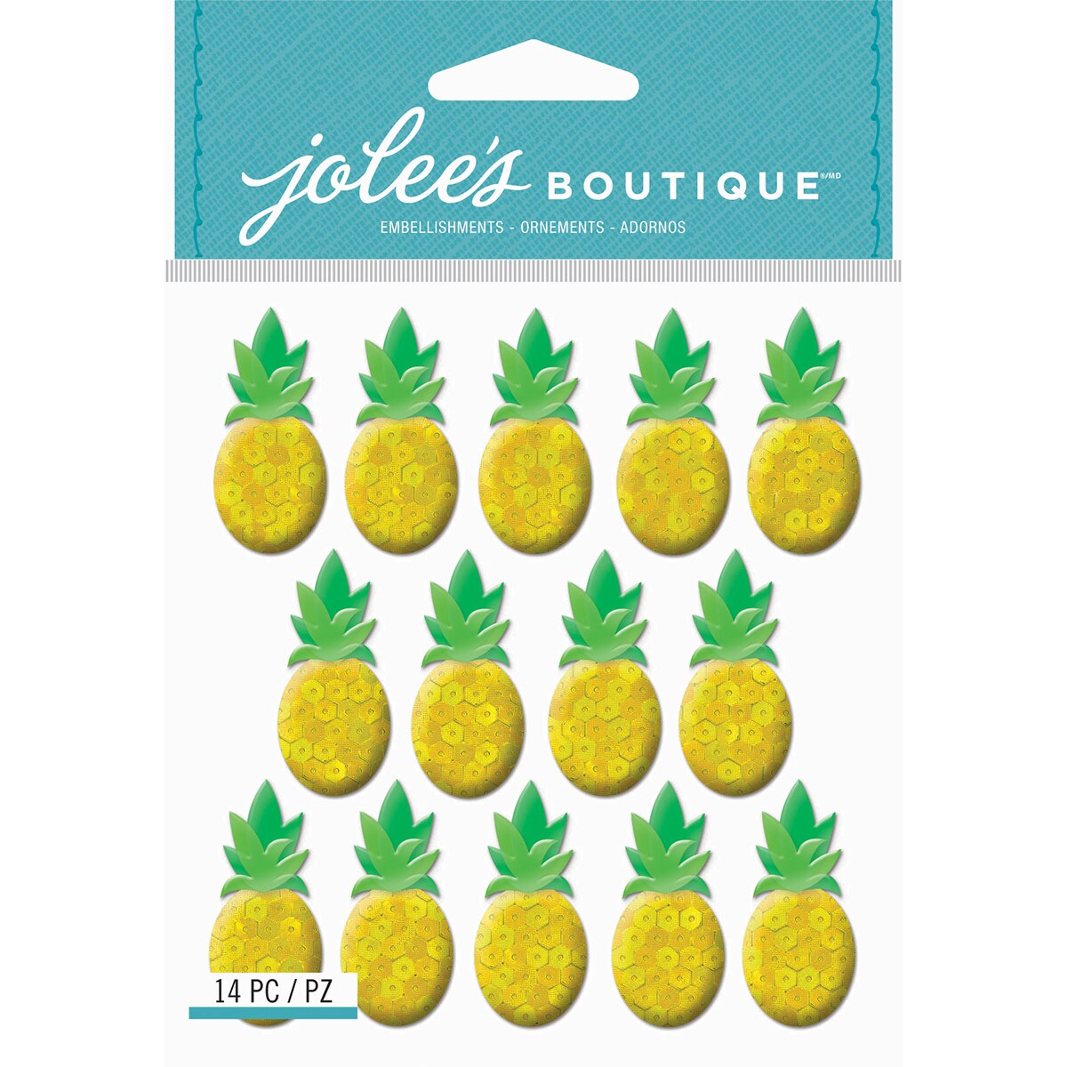 Jolee&#x27;s Cabochon Dimensional Repeat Stickers-Pineapple