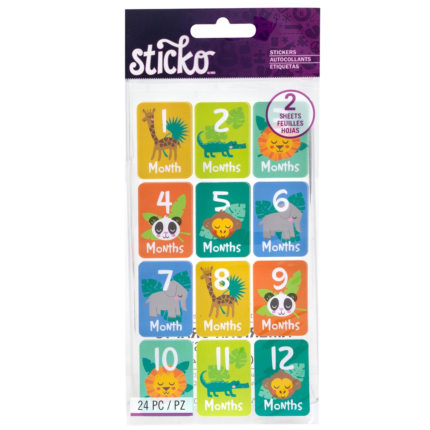 Sticko Flat Stickers-Baby Boy Month, 24/Pkg