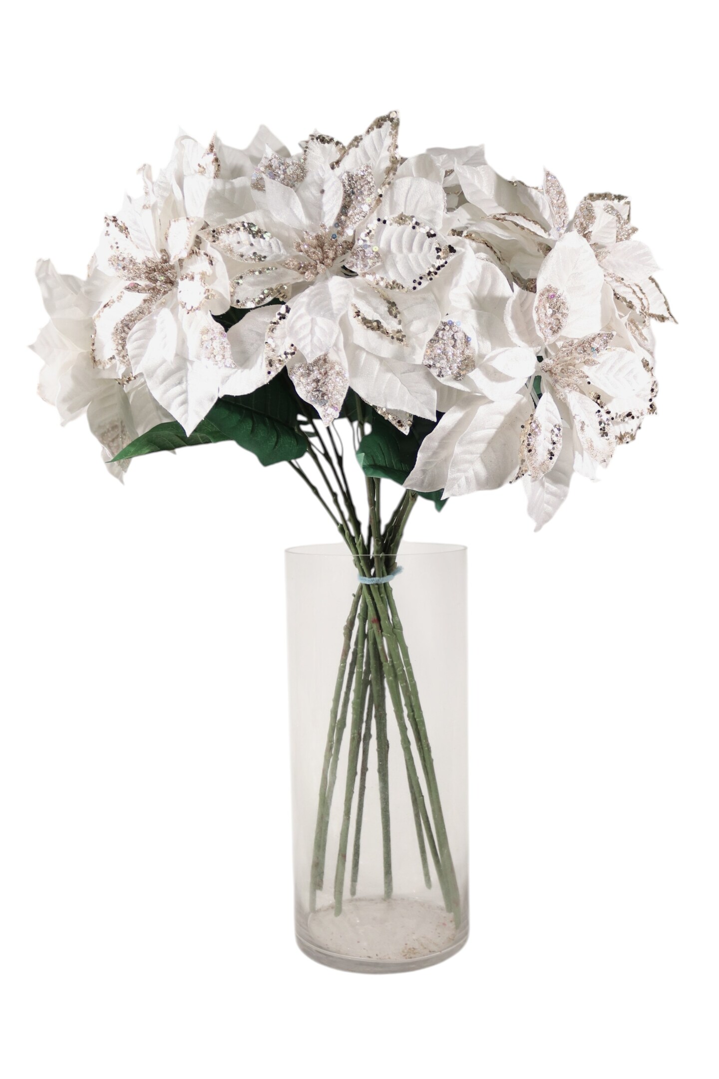 33" White Poinsettia – Artificial Holiday Décor Flower, Christmas Faux Plant for Home, Wreaths & Centerpieces, Set of 3