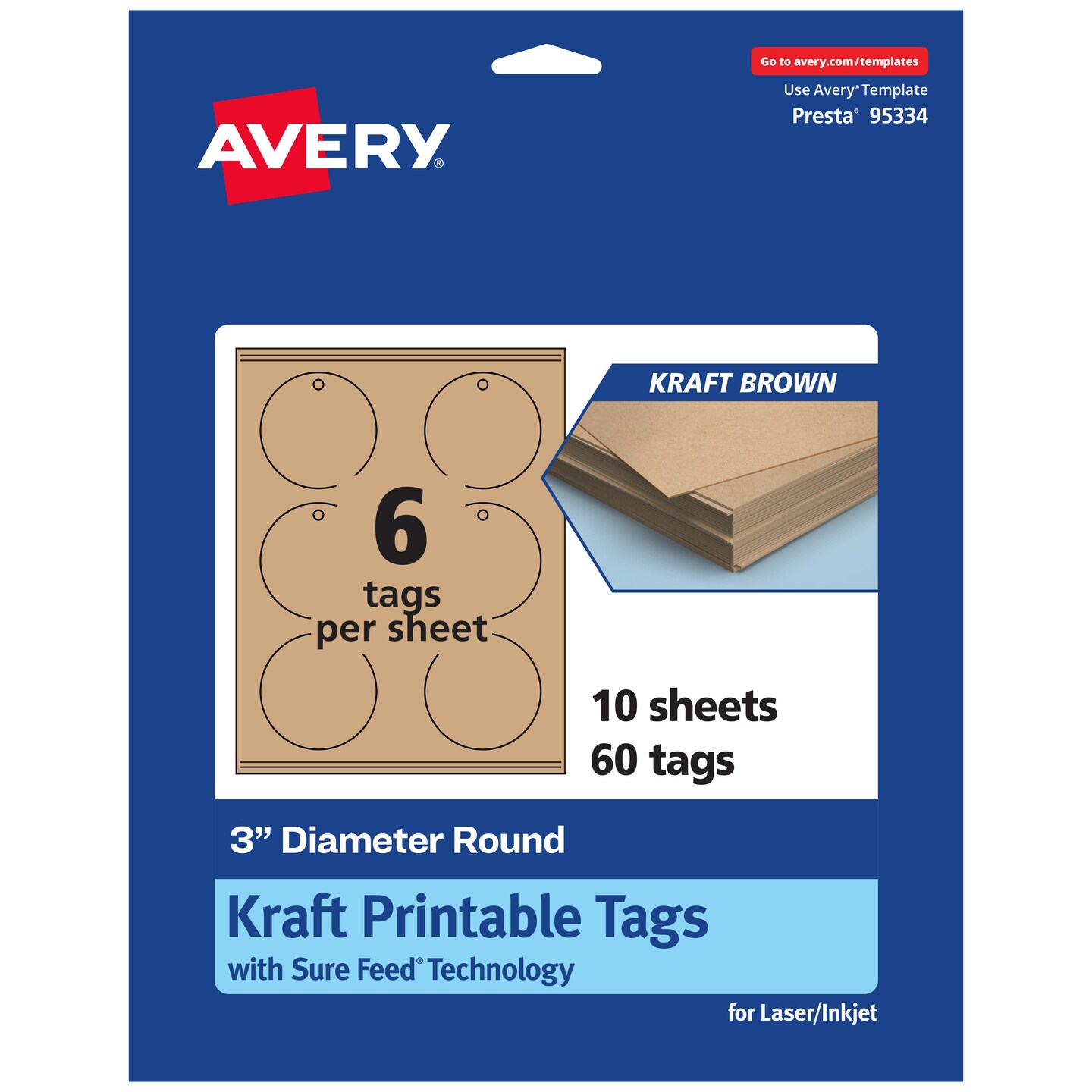 3&#x22; Diameter Round, Kraft Brown Printable Tags
