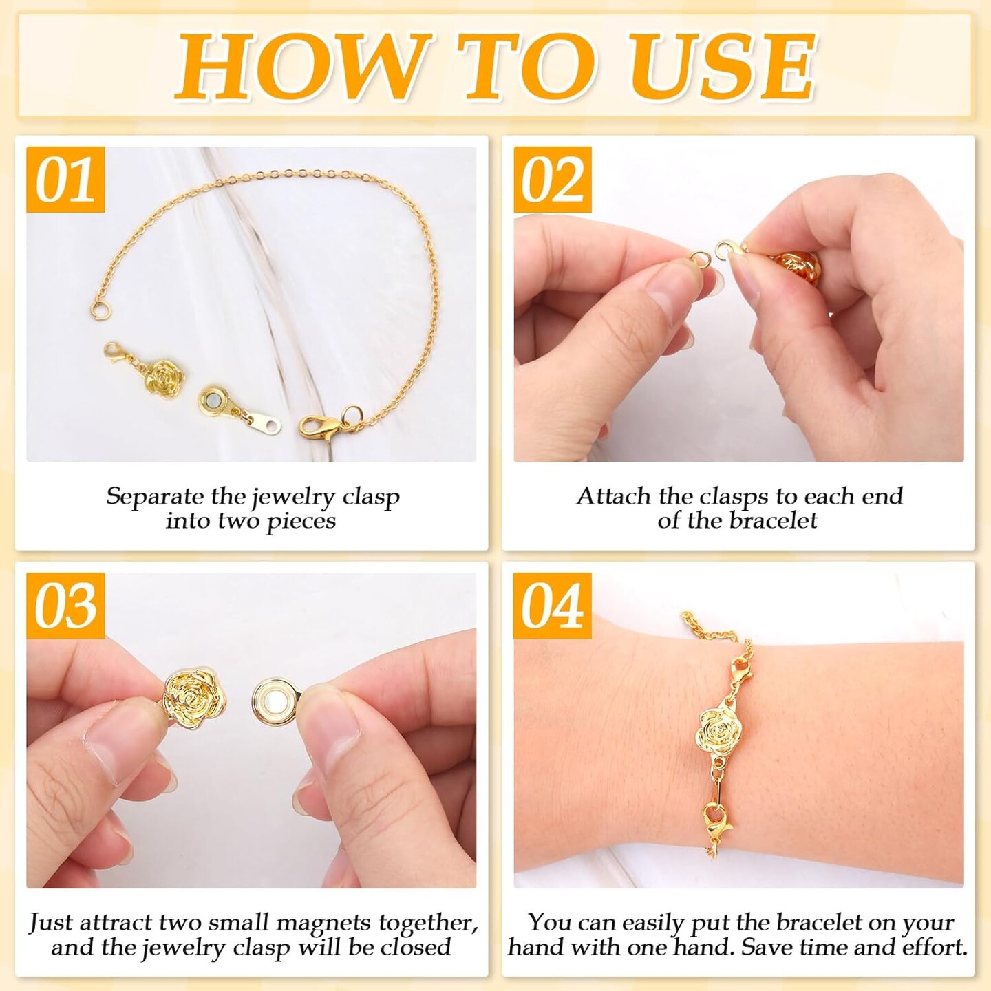 12Pcs Magnetic Necklace Clasps and Closures, Locking Magnetic Jewelry Clasps, Magnetic Necklace Extender, Necklace Clasp Helper for Necklaces, Bracelets and Jewelry