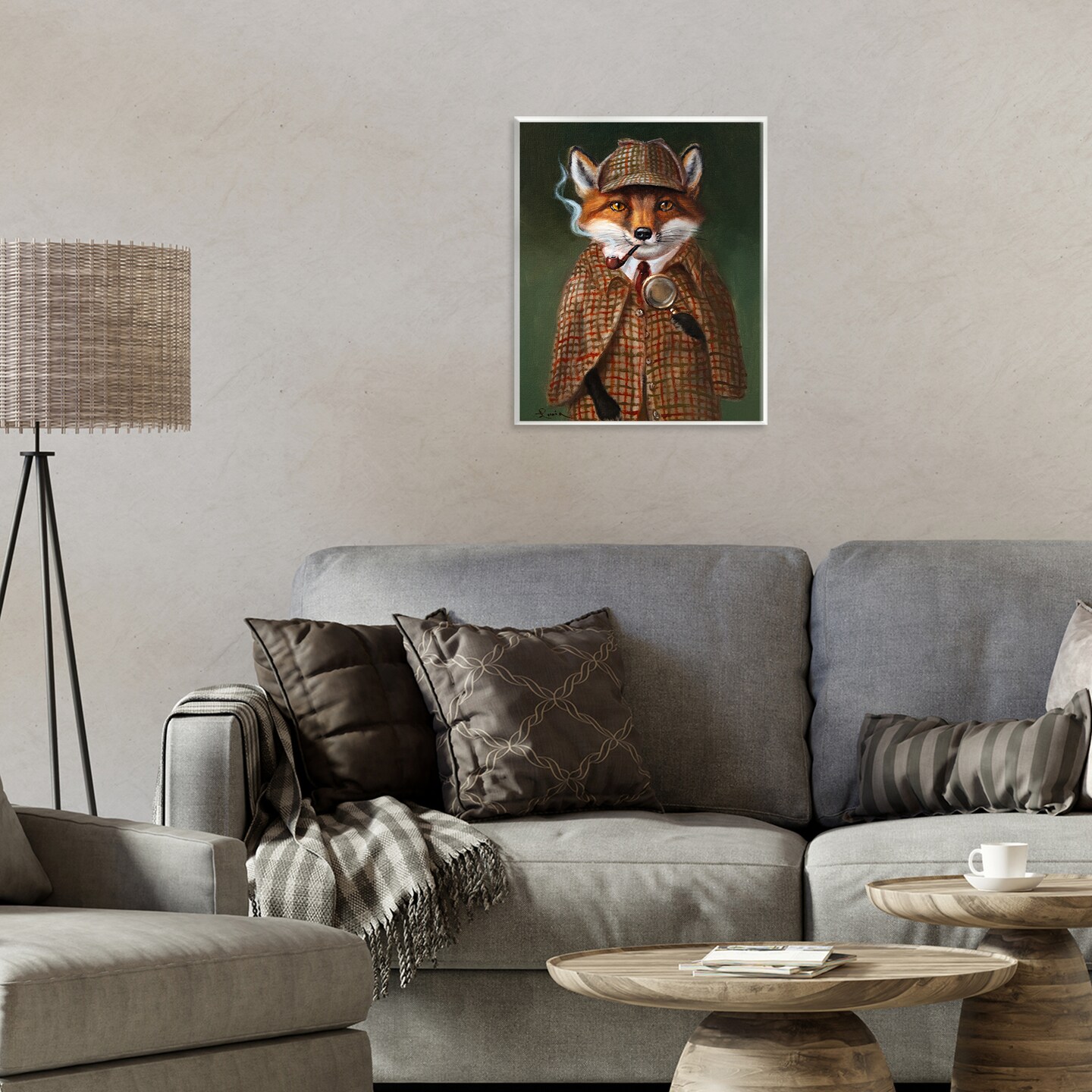 Stupell Industries Detective Fox with Pipe Wall Plaque, design by Lucia Heffernan