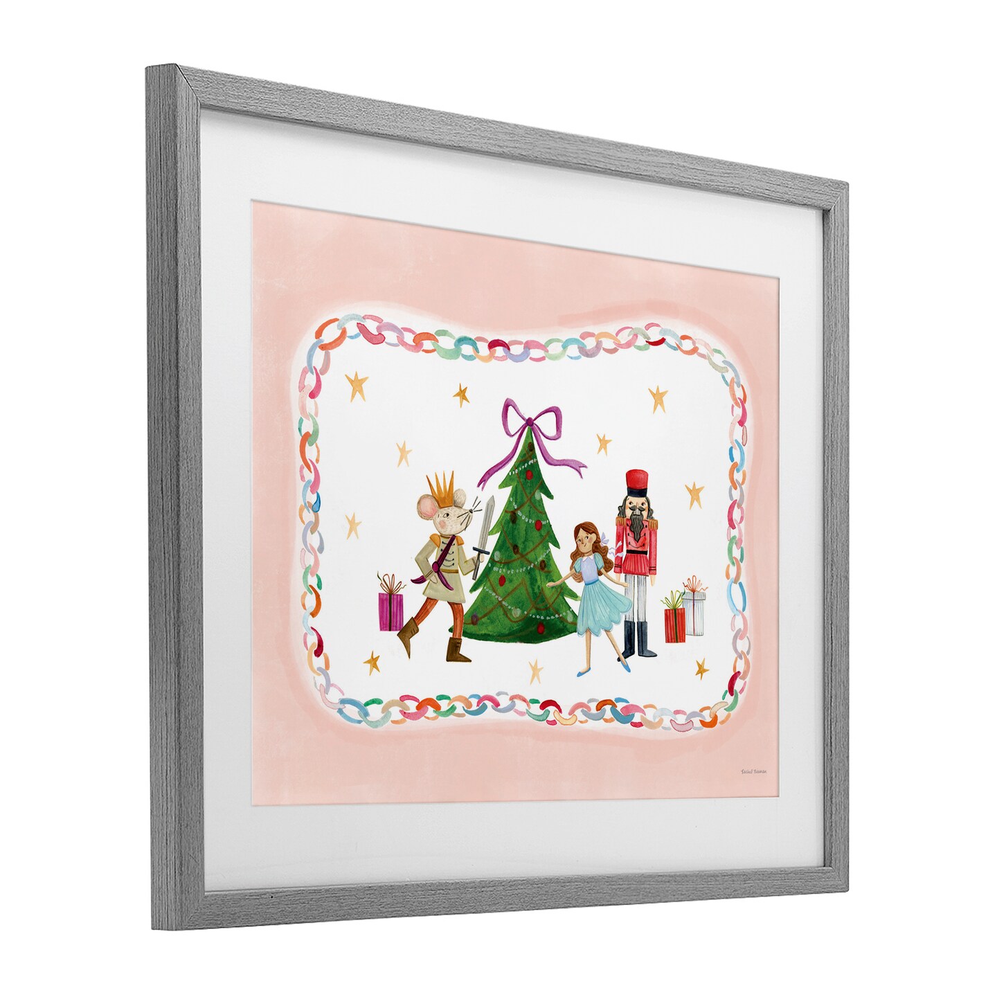 Stupell Industries Festive Characters & Christmas Tree Framed Print Under Glass, design by Rachel Nieman