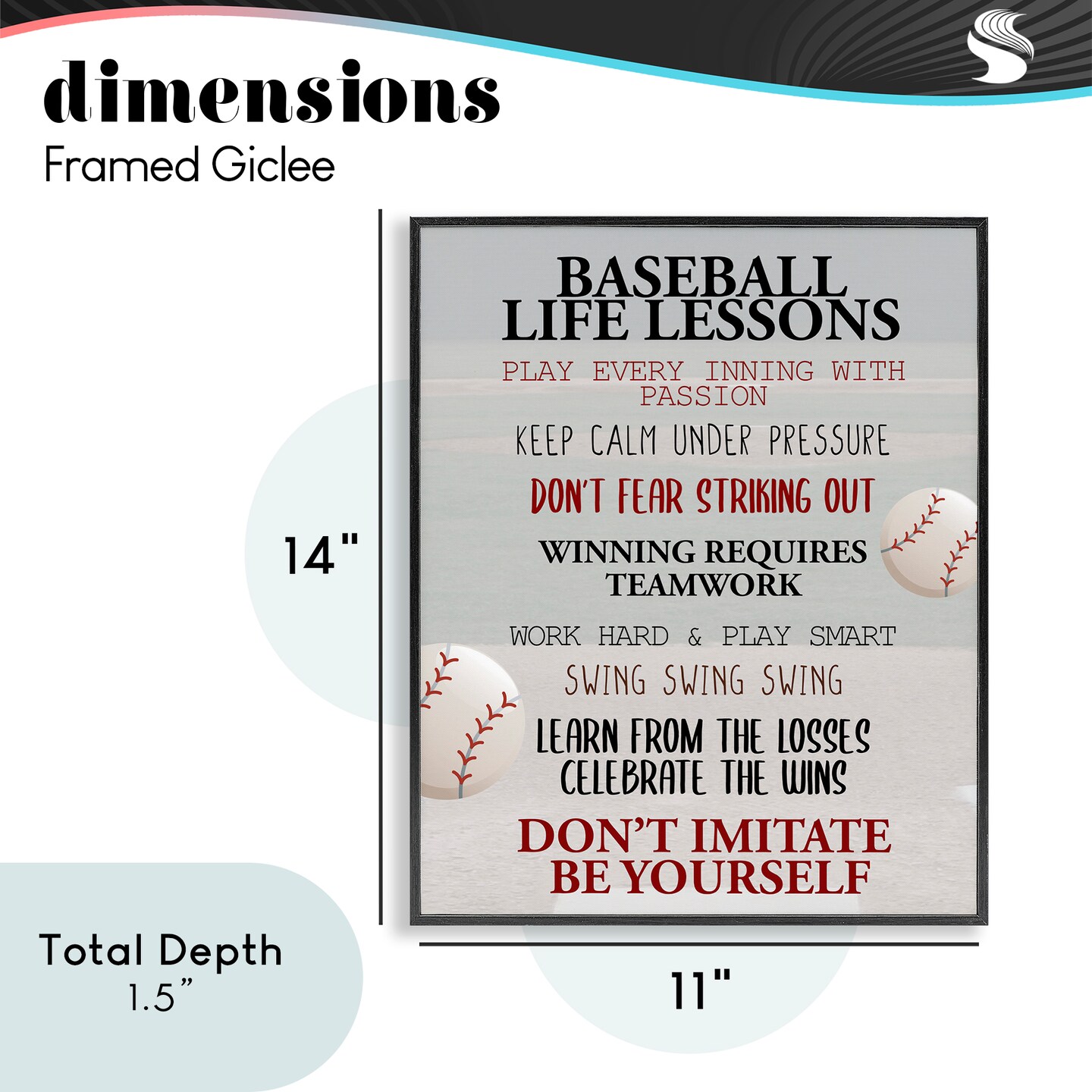Stupell Industries Baseball Life Lessons Framed Giclee, design by Kim Allen