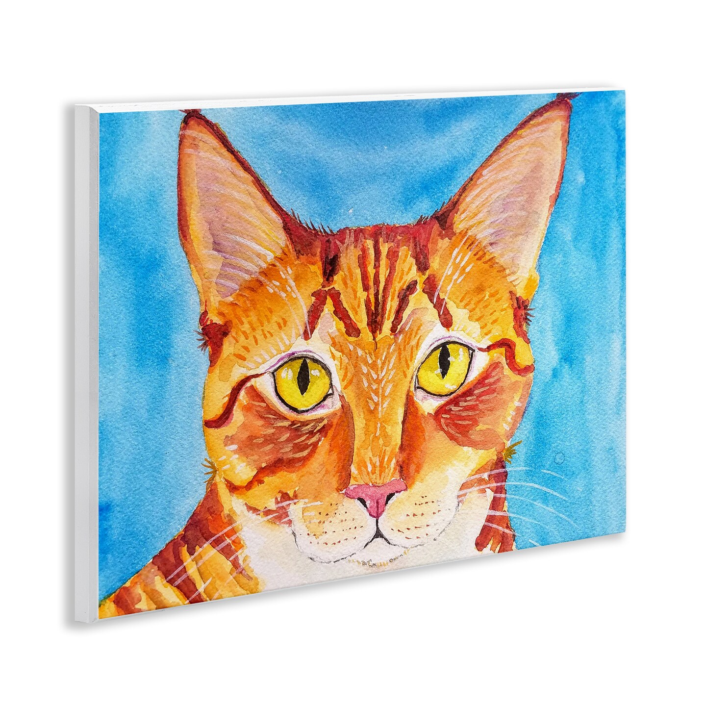Stupell Industries Bold Orange Cat on Blue Wall Plaque, design by Tatiana Roberts