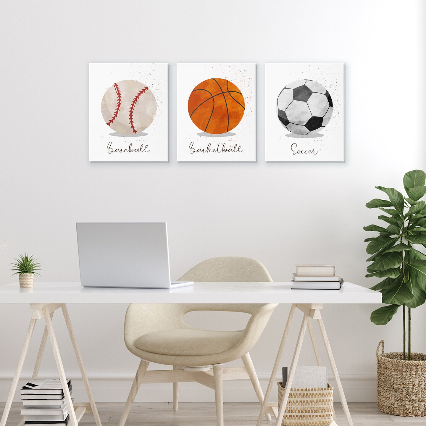 Stupell Industries Let's Play Ball Kid's Sports 3pc Canvas Set, design by Christine Simpson Art