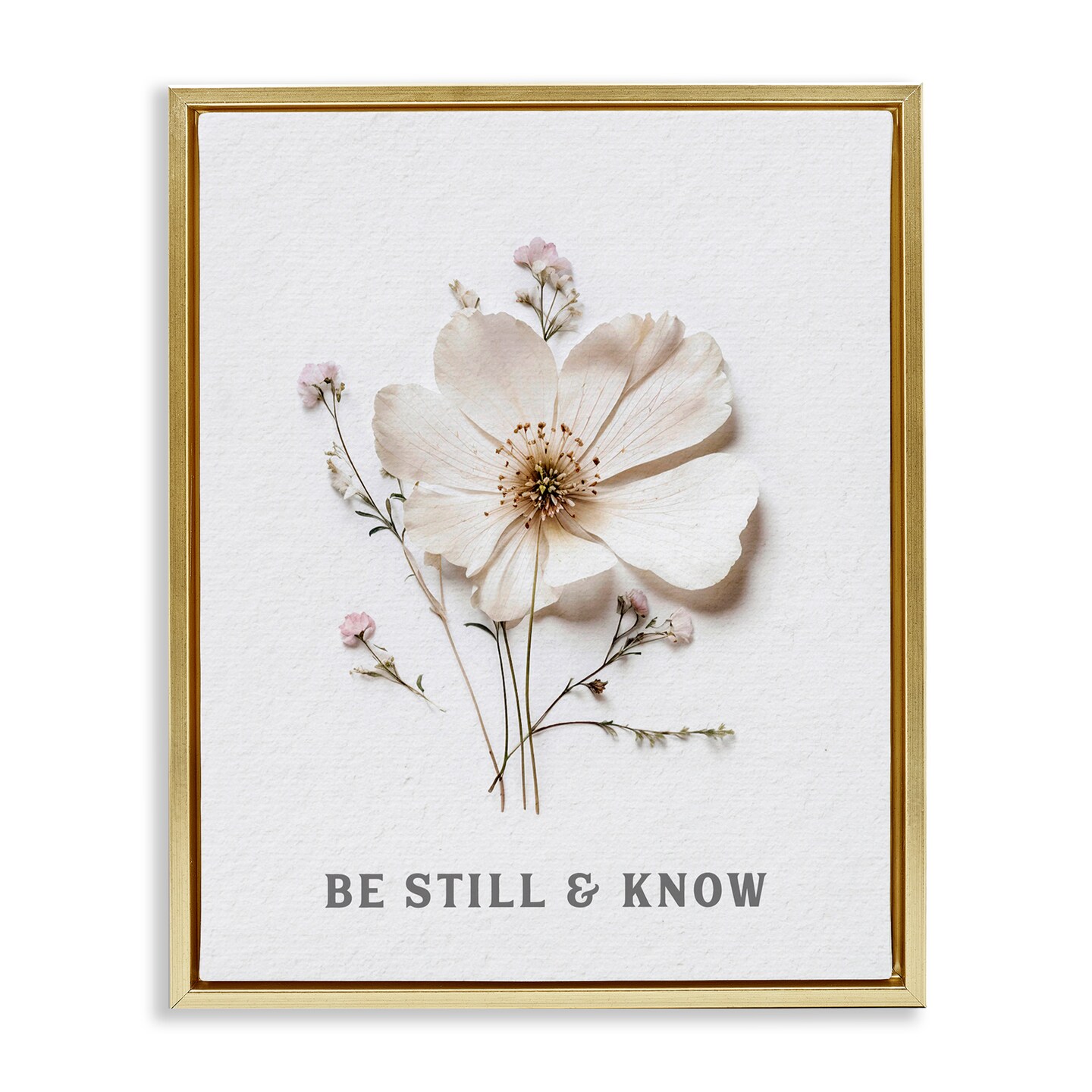 Stupell Industries Be Still & Know Pressed Flowers Floating Frame, design by Lettered and Lined