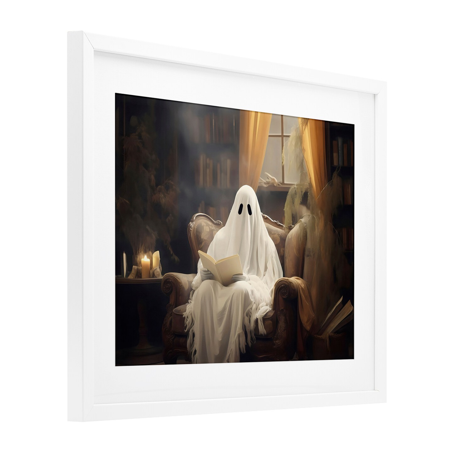 Stupell Industries Peaceful Reading Ghost Framed Print Under Glass, design by LSR Design Studio