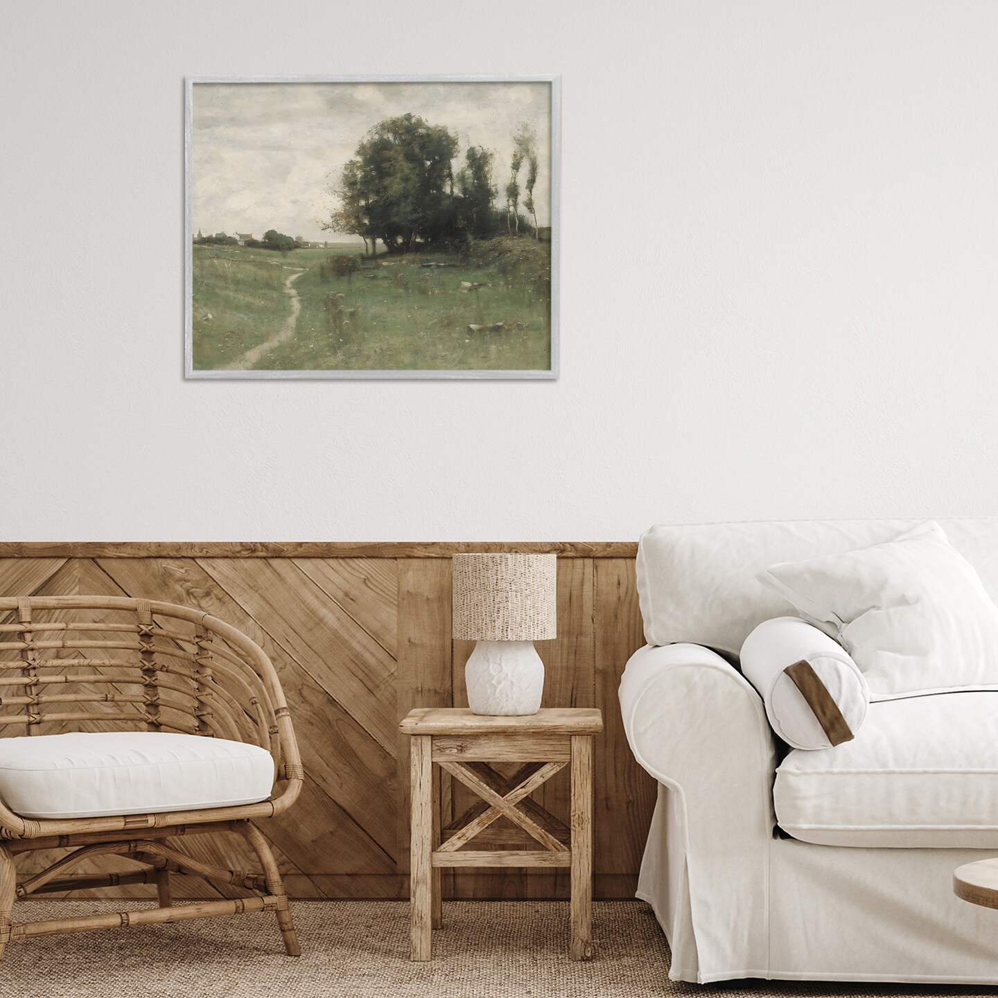 Stupell Industries Vintage Farmhouse Countryside Path Framed Giclee, design by Riley B