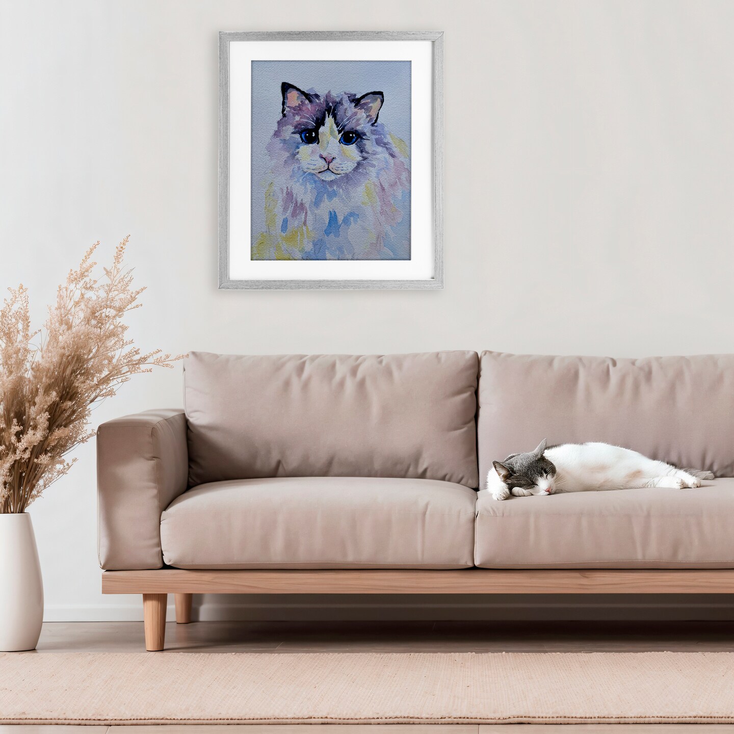 Stupell Industries Pastel Cat with Blue Eyes Framed Print Under Glass, design by Tatiana Roberts