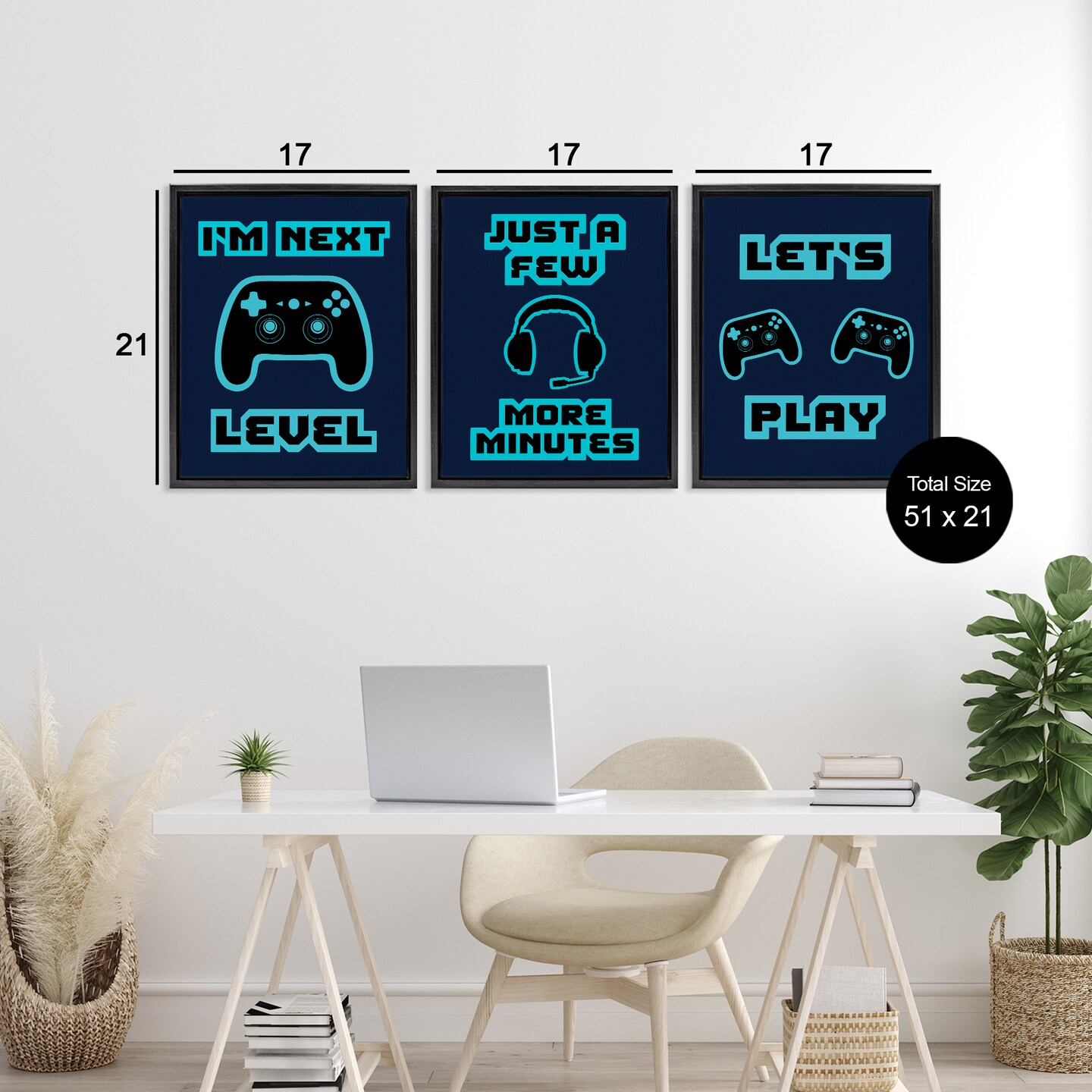 Stupell Industries Retro Blue Gaming Words 3pc Floating Frame Set, design by Marcus Prime