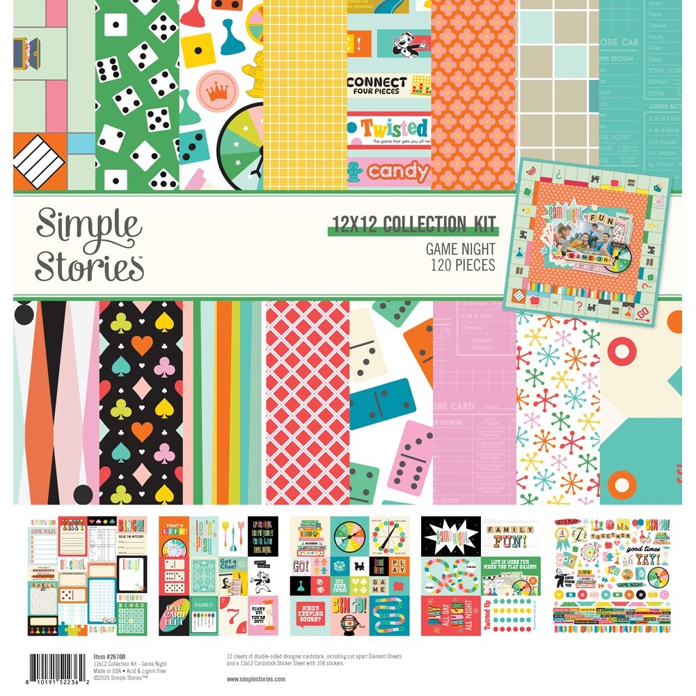 Simple Stories Double-Sided Cardstock Collection 12"x12"-Game Night