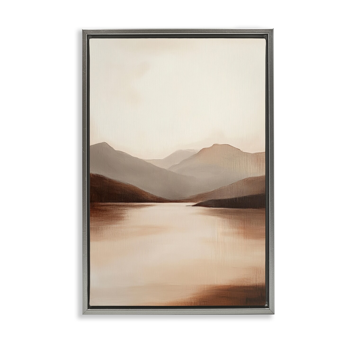 Stupell Industries Calming Mountains Brown Landscape Floating Frame, design by Petal Prints Design